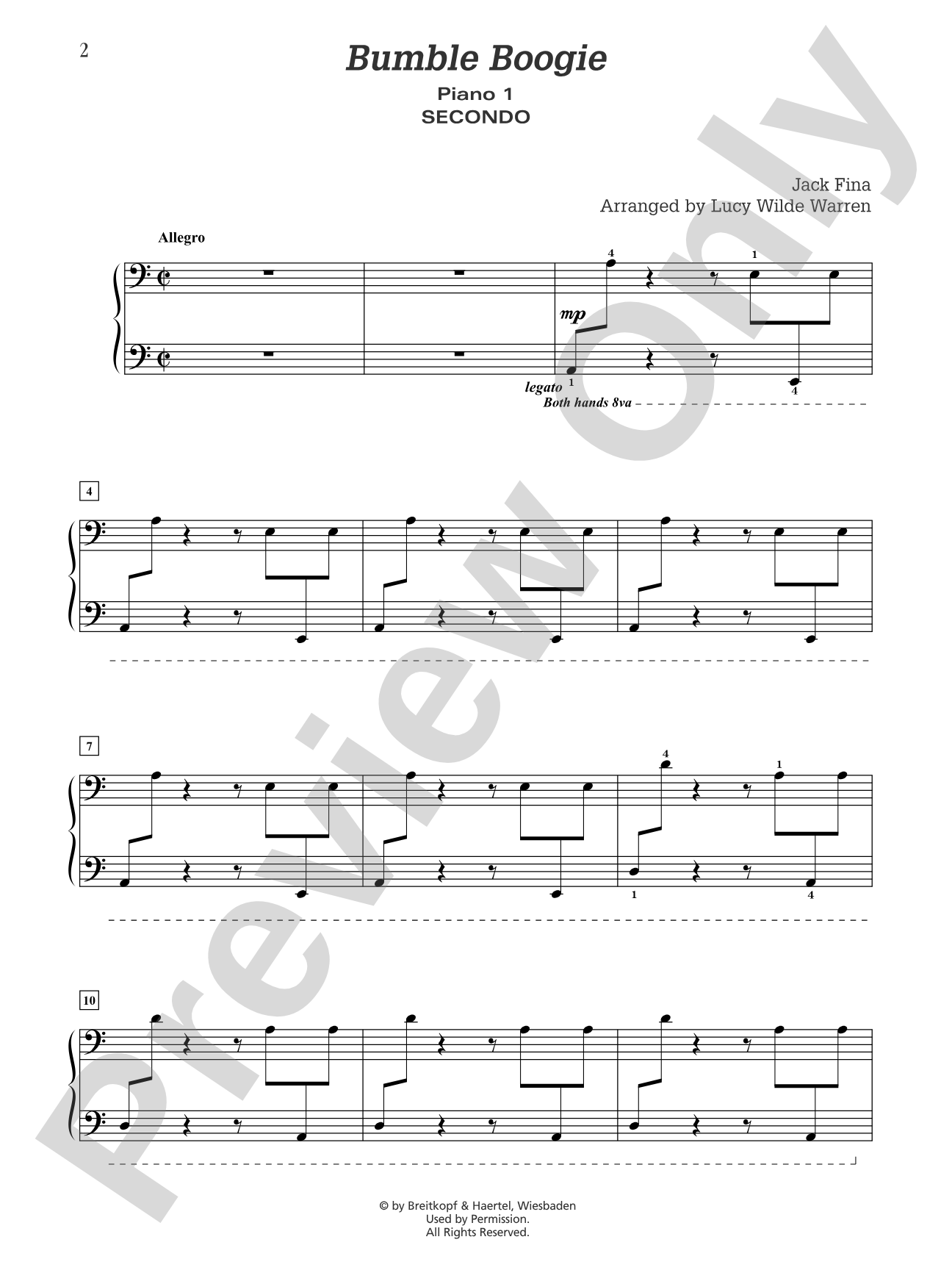Bumble Boogie - Piano Quartet (2 Pianos, 8 Hands): Piano