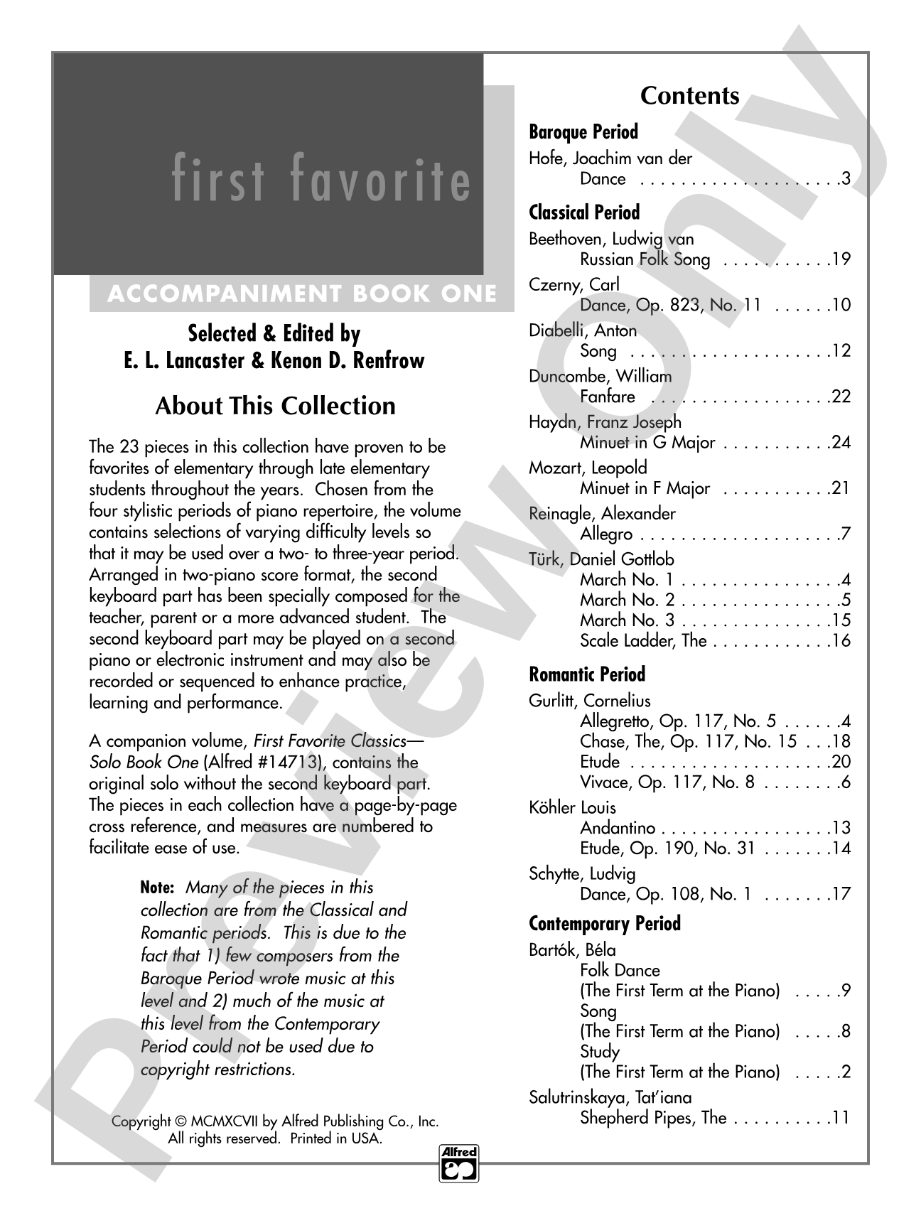 First Favorite Classics: Accompaniment, Book 1: Piano