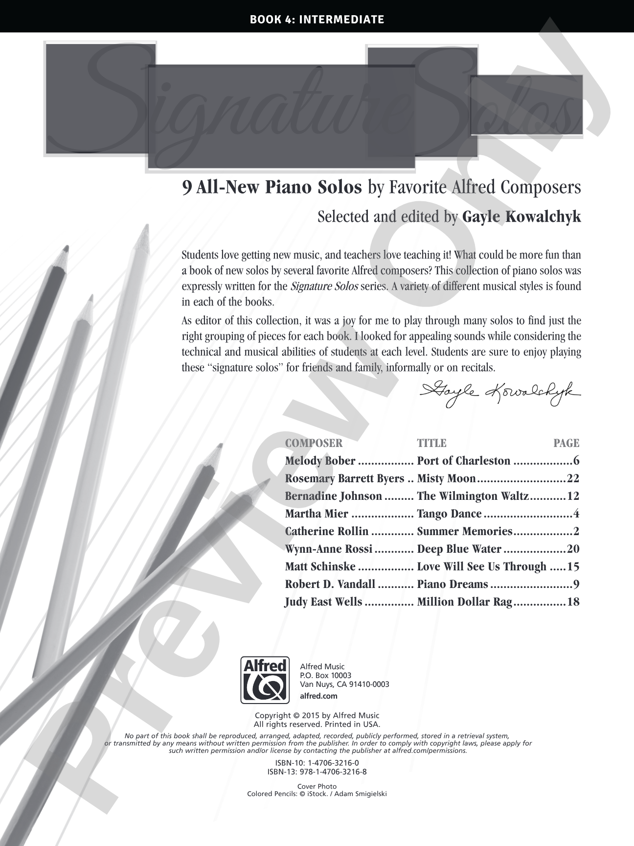 Signature Solos, Book 4: 9 All-New Piano Solos by Favorite Alfred Composers: Piano