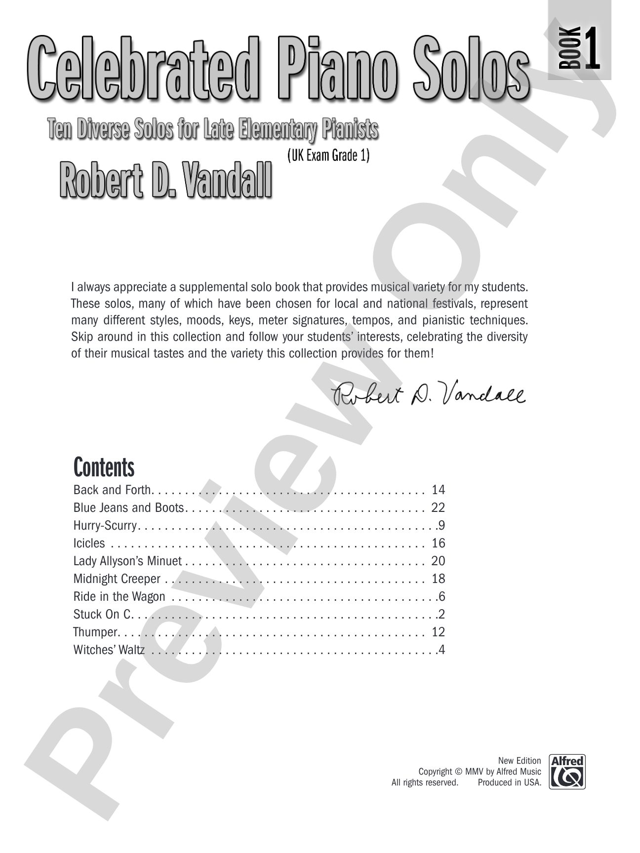 Celebrated Piano Solos, Book 1: Ten Diverse Solos for Late Elementary Pianists: Piano