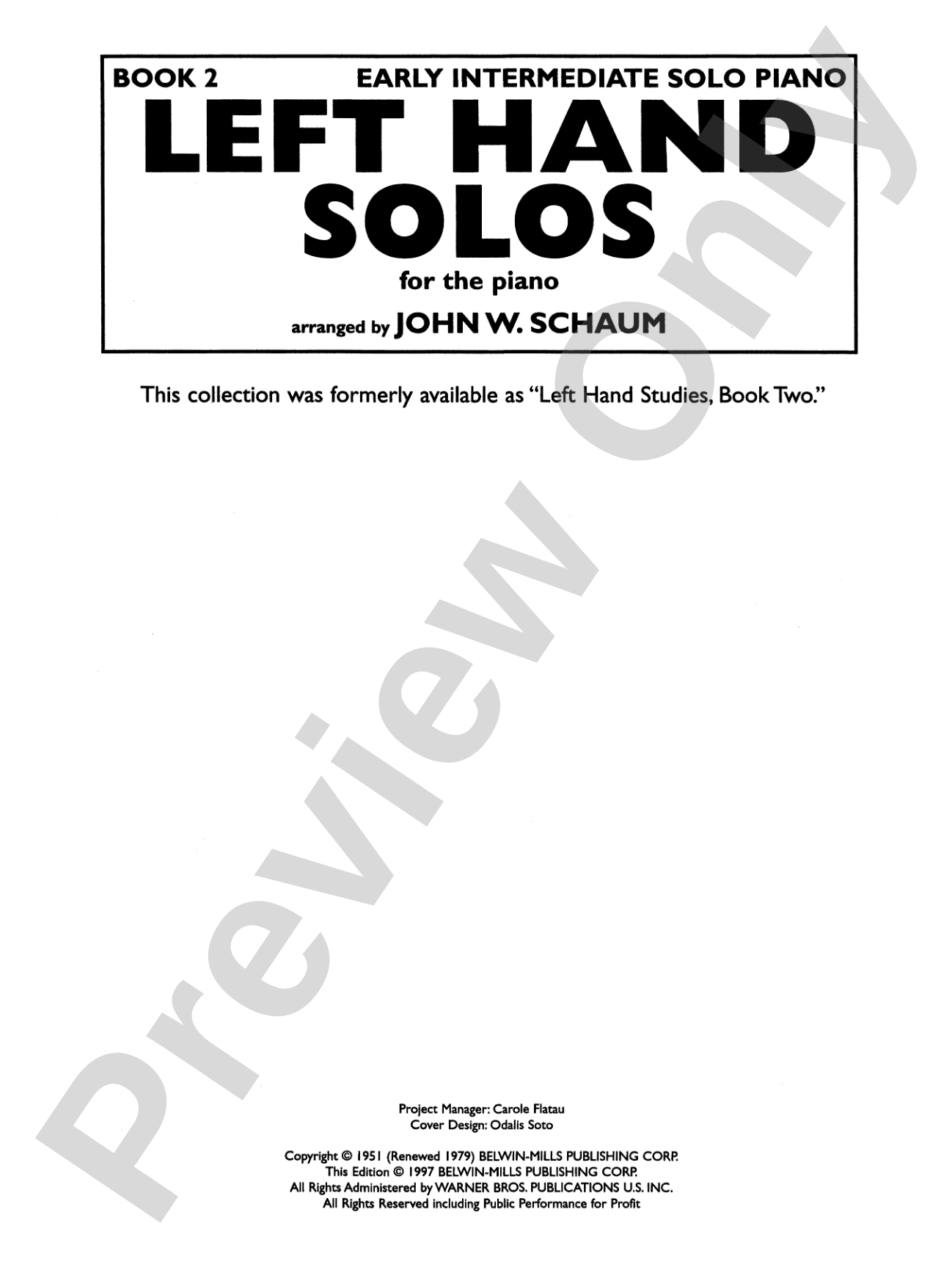 Left-Hand Solos, Book 2 (for left hand alone): Piano