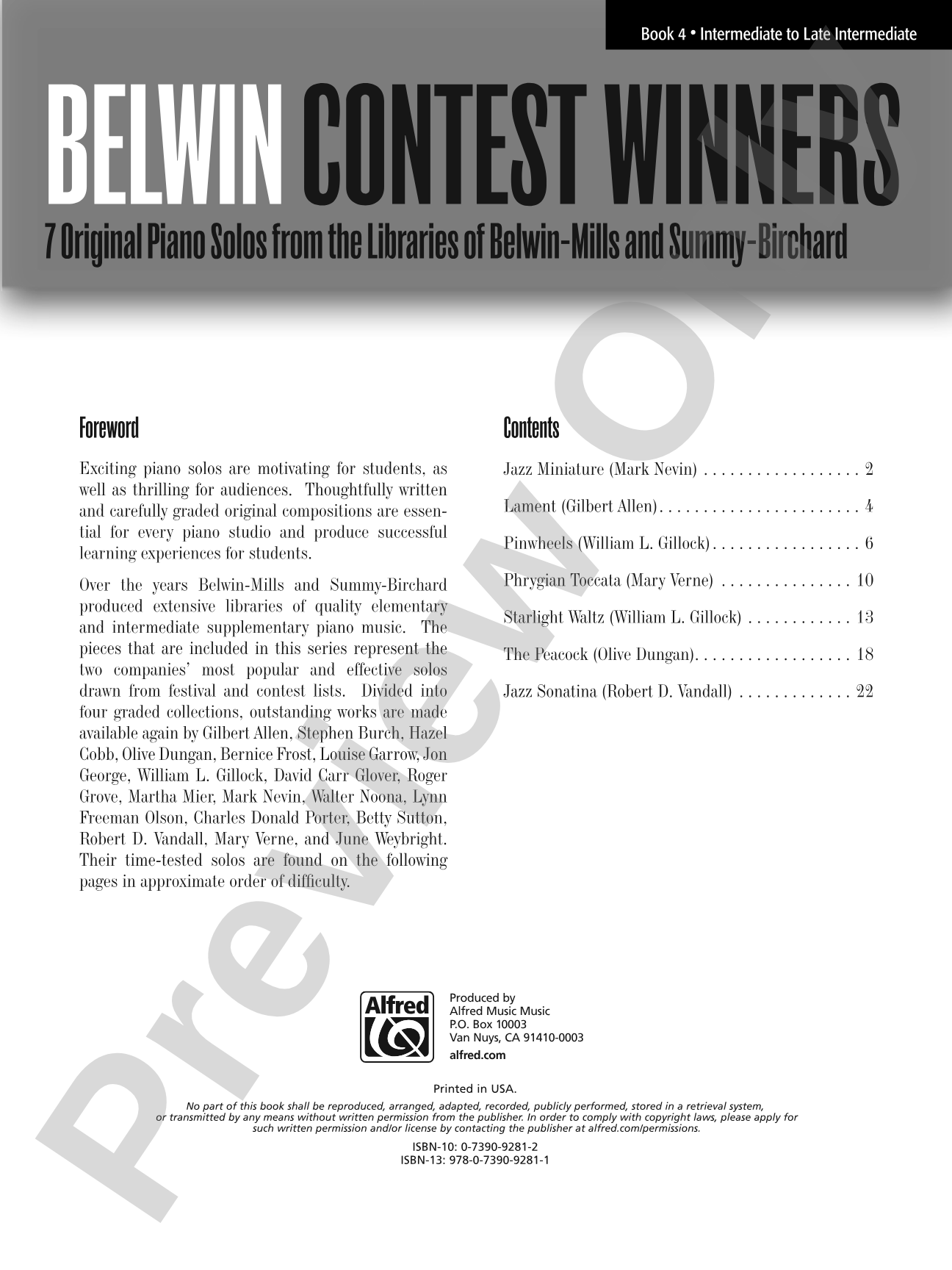 Belwin Contest Winners, Book 4: 7 Original Piano Solos from the Libraries of Belwin-Mills and Summy-Birchard: Piano