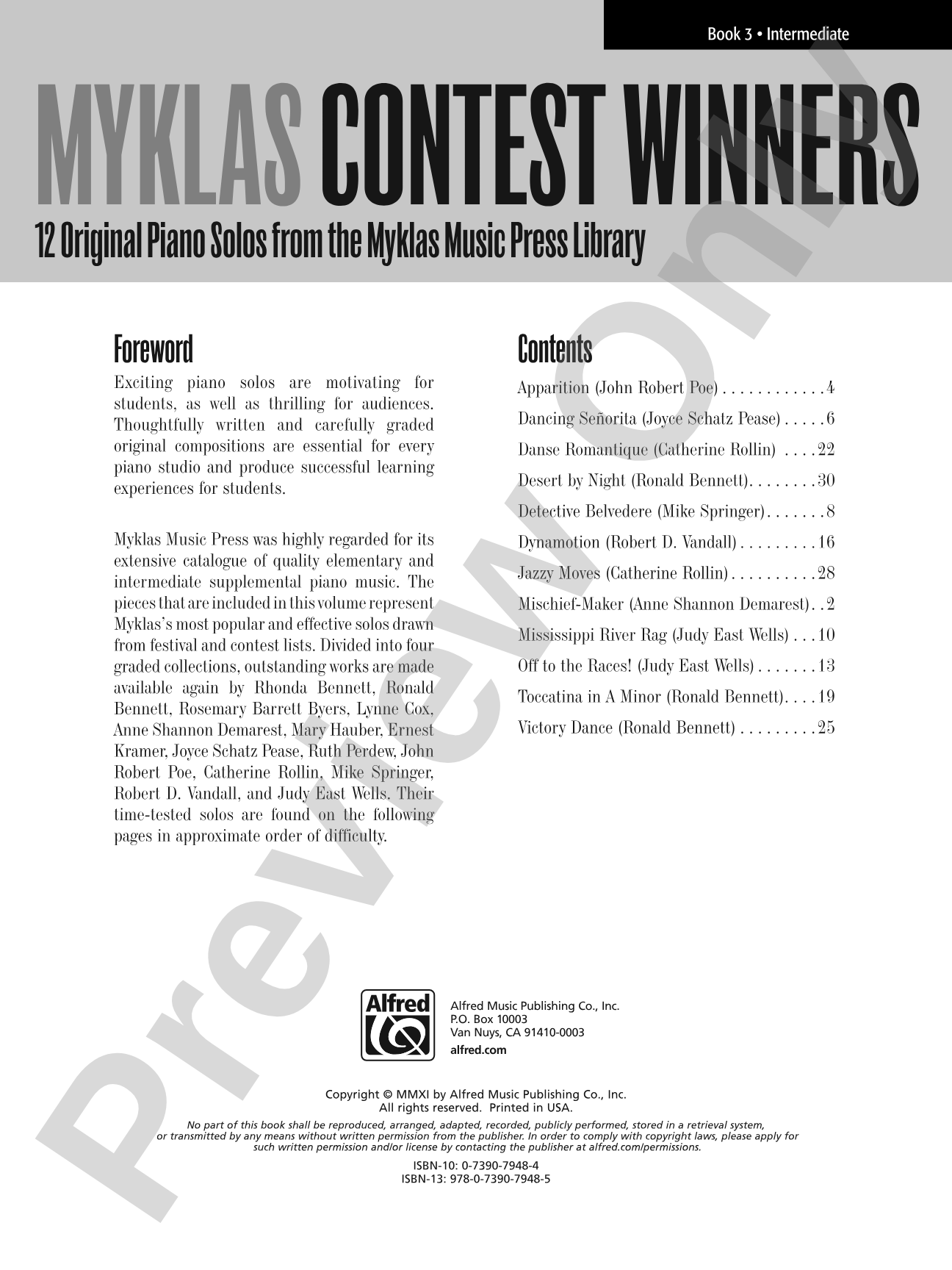 Myklas Contest Winners, Book 3: 12 Original Piano Solos from the Myklas Music Press Library: Piano