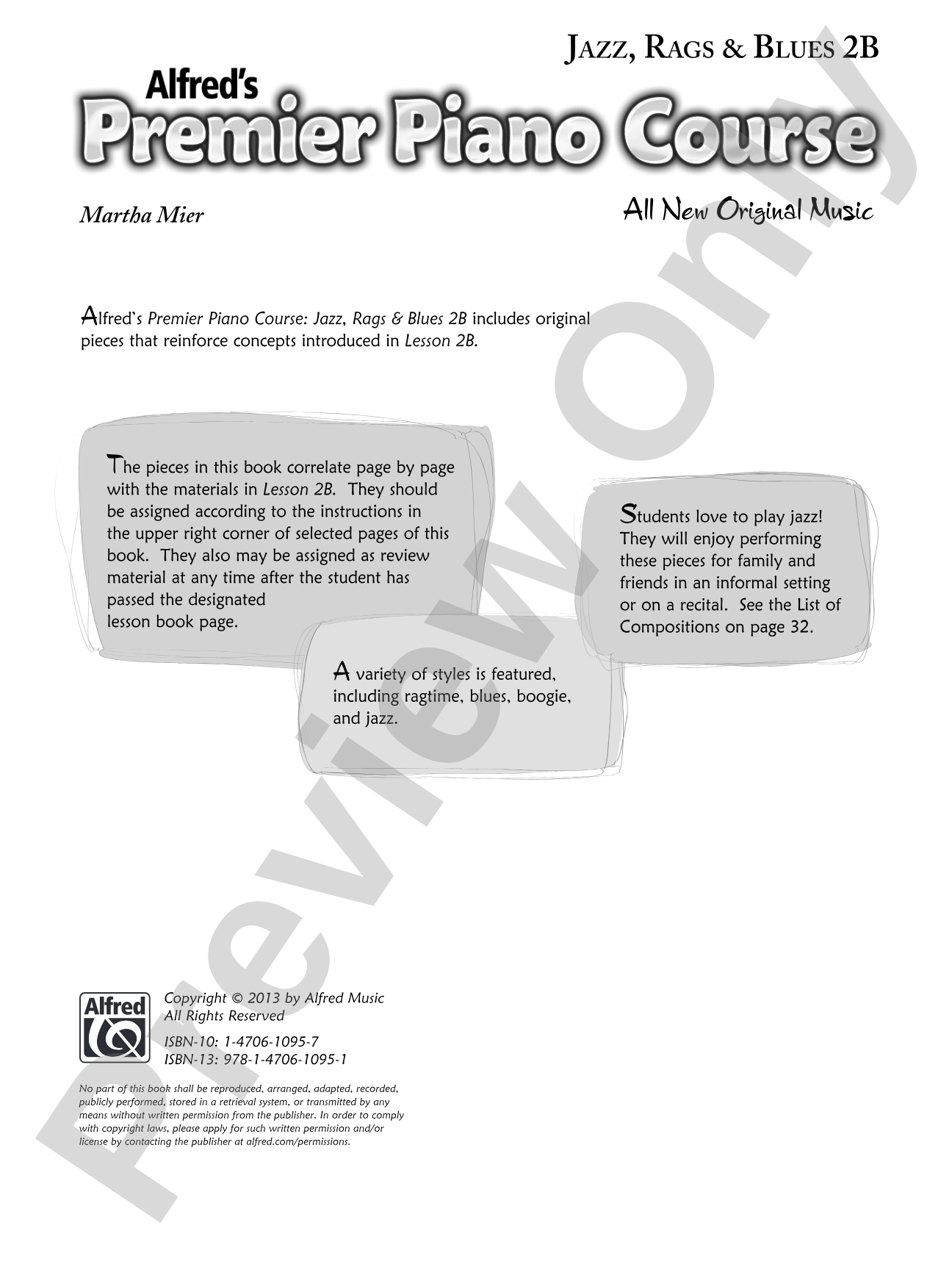 Premier Piano Course, Jazz, Rags & Blues 2B: Piano