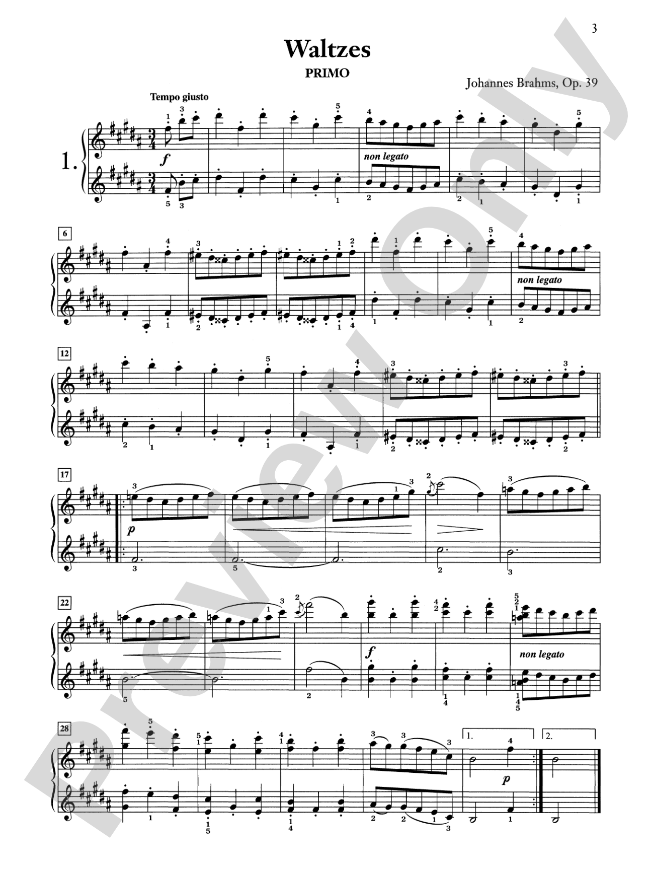 Brahms: Waltzes, Opus 39 - Piano Duet (1 Piano, 4 Hands): Piano Duets & Four Hands