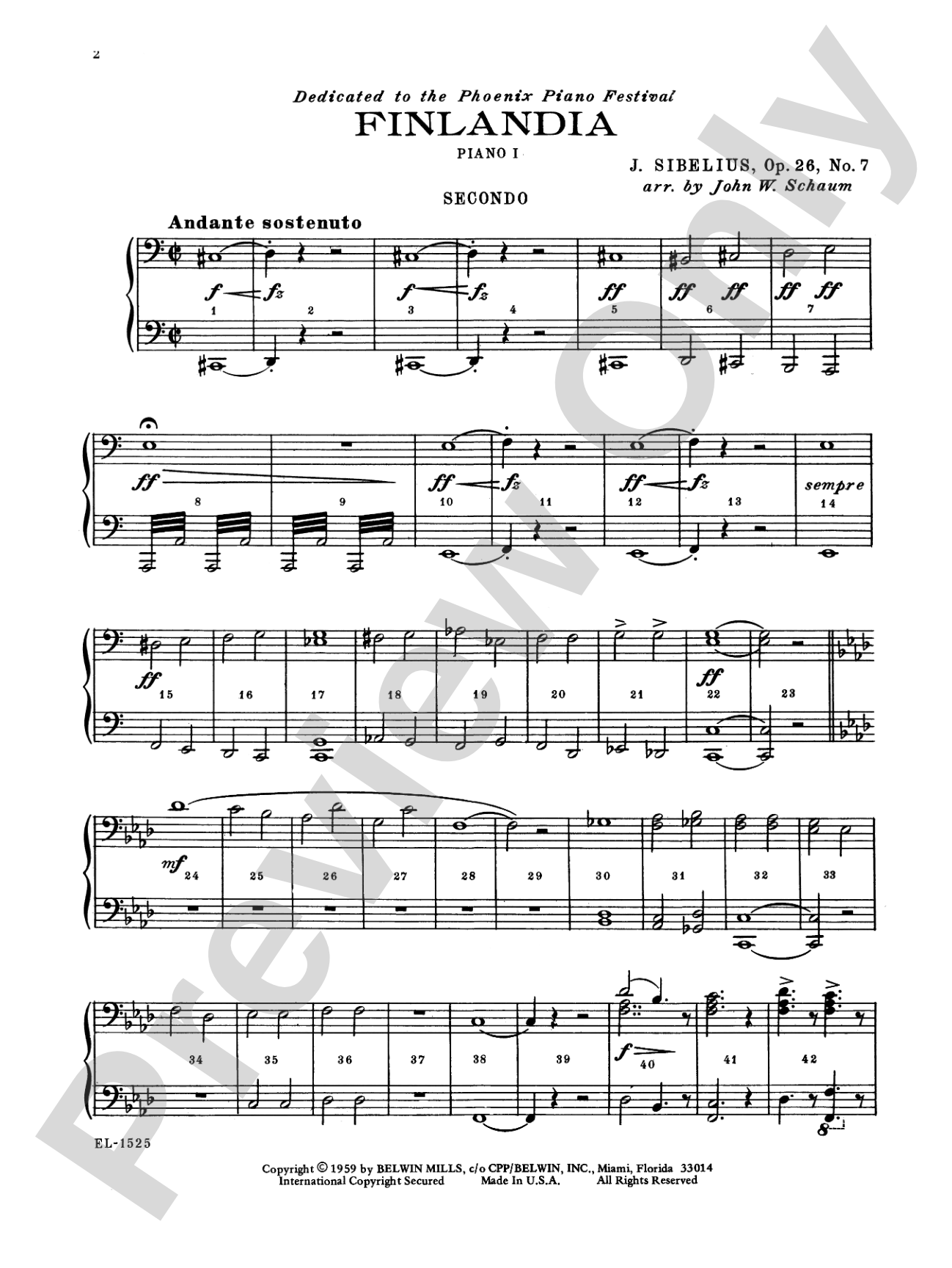 Finlandia - Piano Quartet (2 Pianos, 8 Hands): Piano