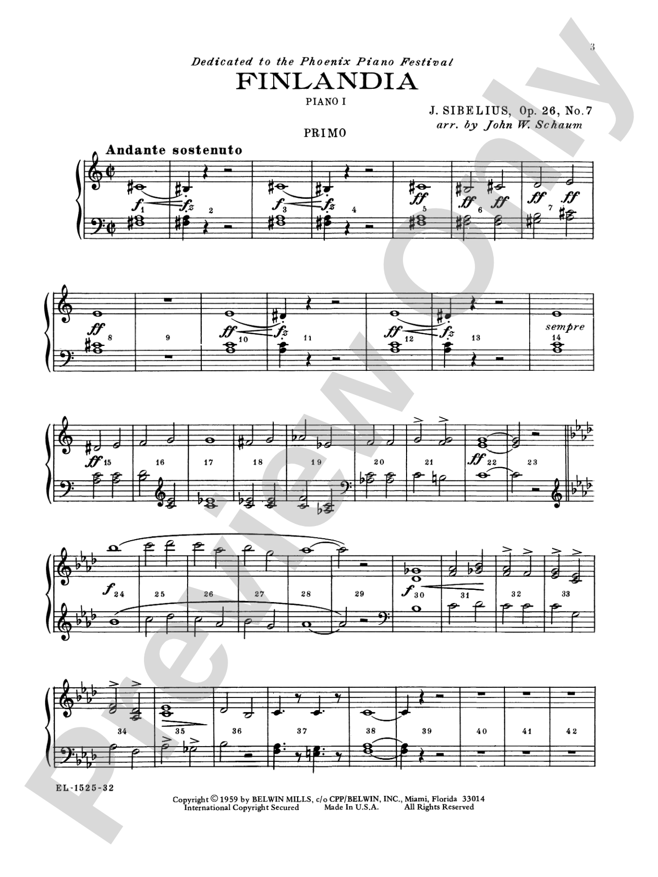 Finlandia - Piano Quartet (2 Pianos, 8 Hands): Piano