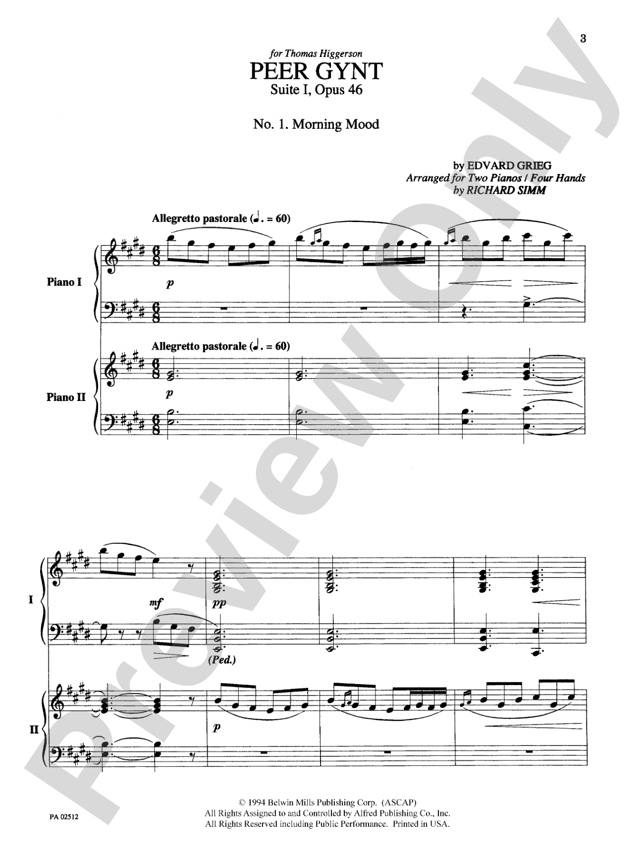 Peer Gynt (Suite I, Opus 46) - Piano Duo (2 Pianos, 4 Hands): Piano Duets & Four Hands