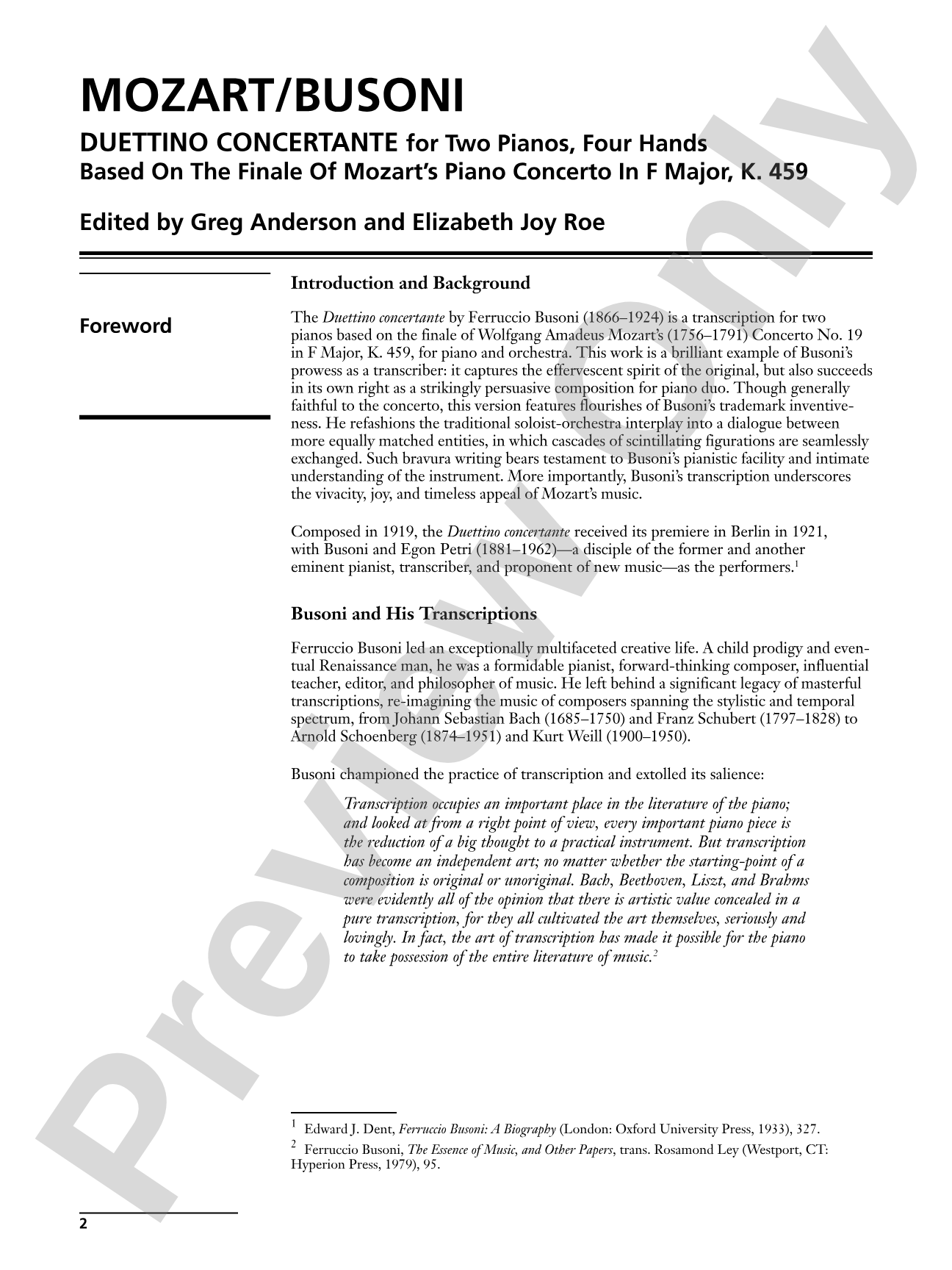 Mozart/Busoni: Duettino concertante: Based on the Finale of Mozart's Piano Concerto in F Major, K. 459 - Piano Duo (2 Pianos, 4 Hands): Piano Duets & Four Hands