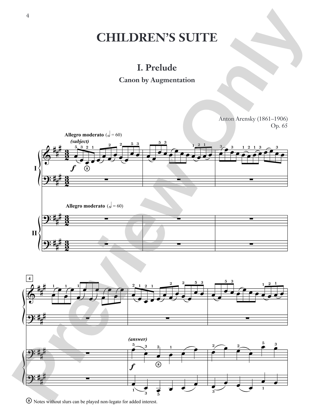 Arensky: Children's Suite (Canons), Opus 65 - Piano Duo (2 Pianos, 4 Hands): Piano Duets & Four Hands