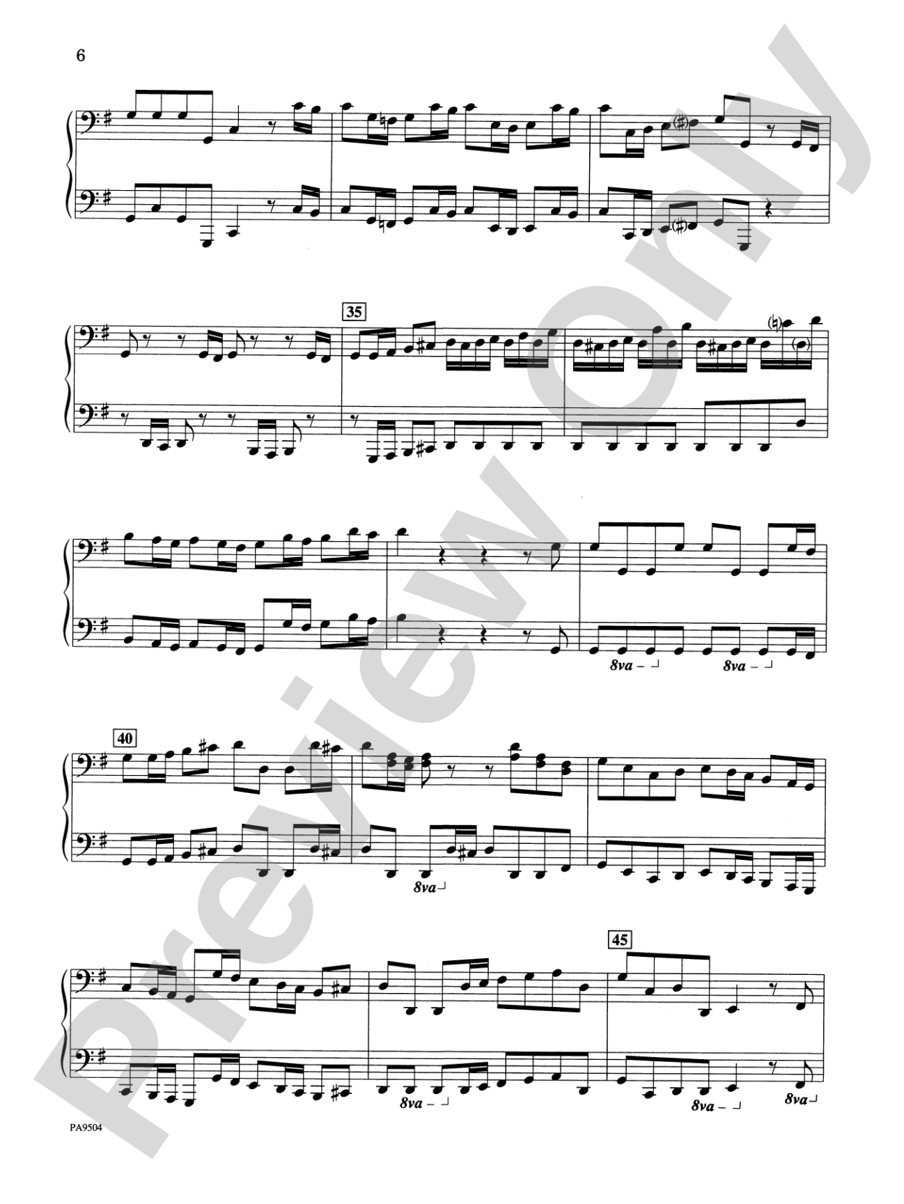 Brandenburg Concerto No. 3 (First Movement) - Piano Quartet (2 Pianos, 8 Hands): Piano