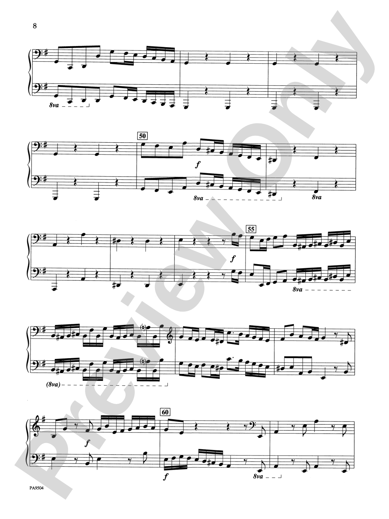 Brandenburg Concerto No. 3 (First Movement) - Piano Quartet (2 Pianos, 8 Hands): Piano