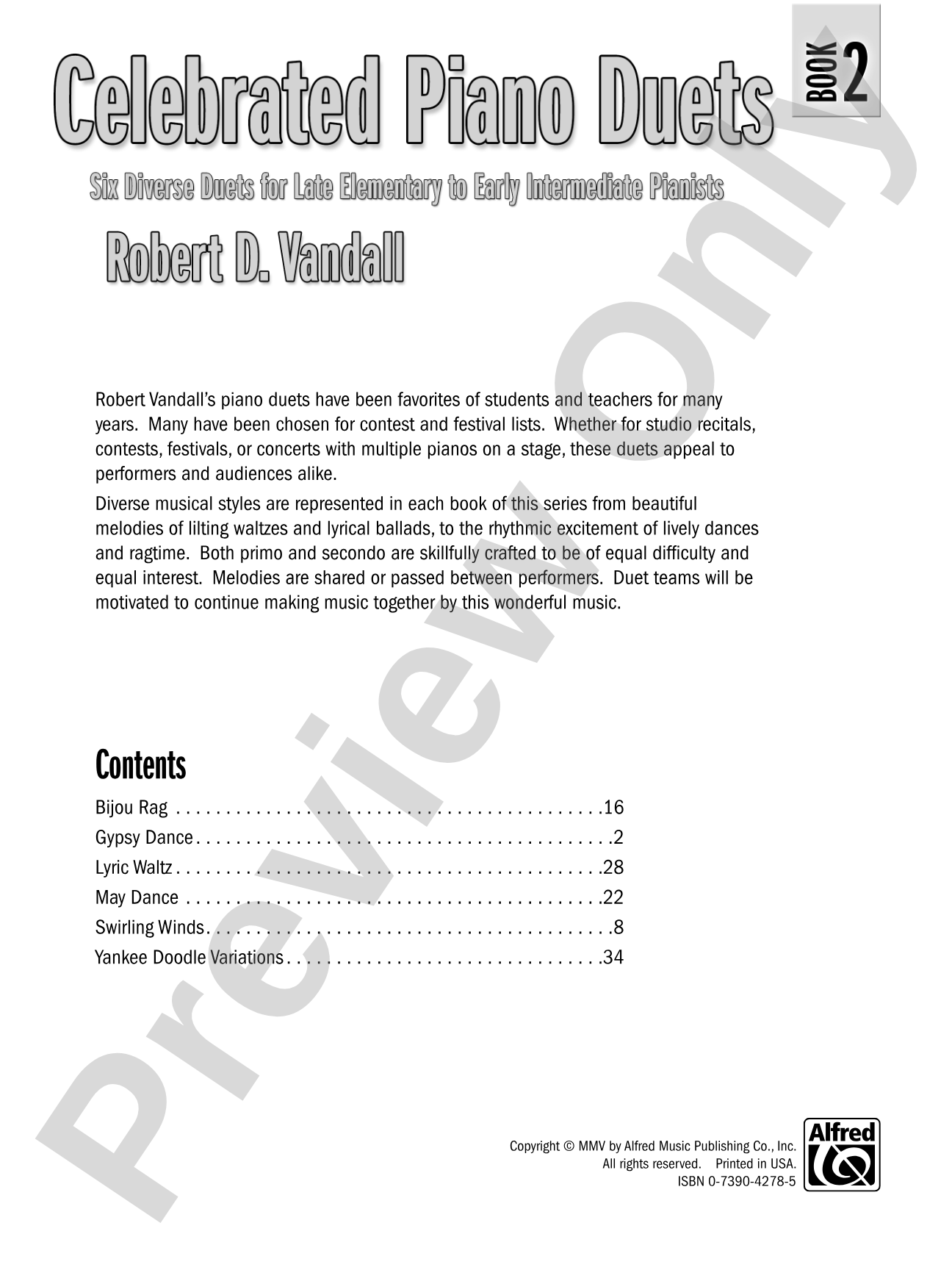 Celebrated Piano Duets, Book 2: Six Diverse Duets for Late Elementary to Early Intermediate Pianists: Piano Duets & Four Hands