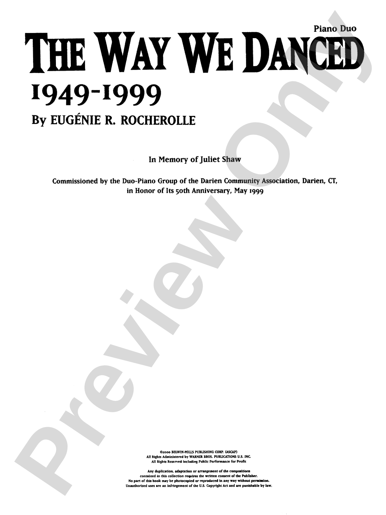 The Way We Danced, 1949--1999 - Piano Duo (2 Pianos, 4 Hands): Piano Duets & Four Hands