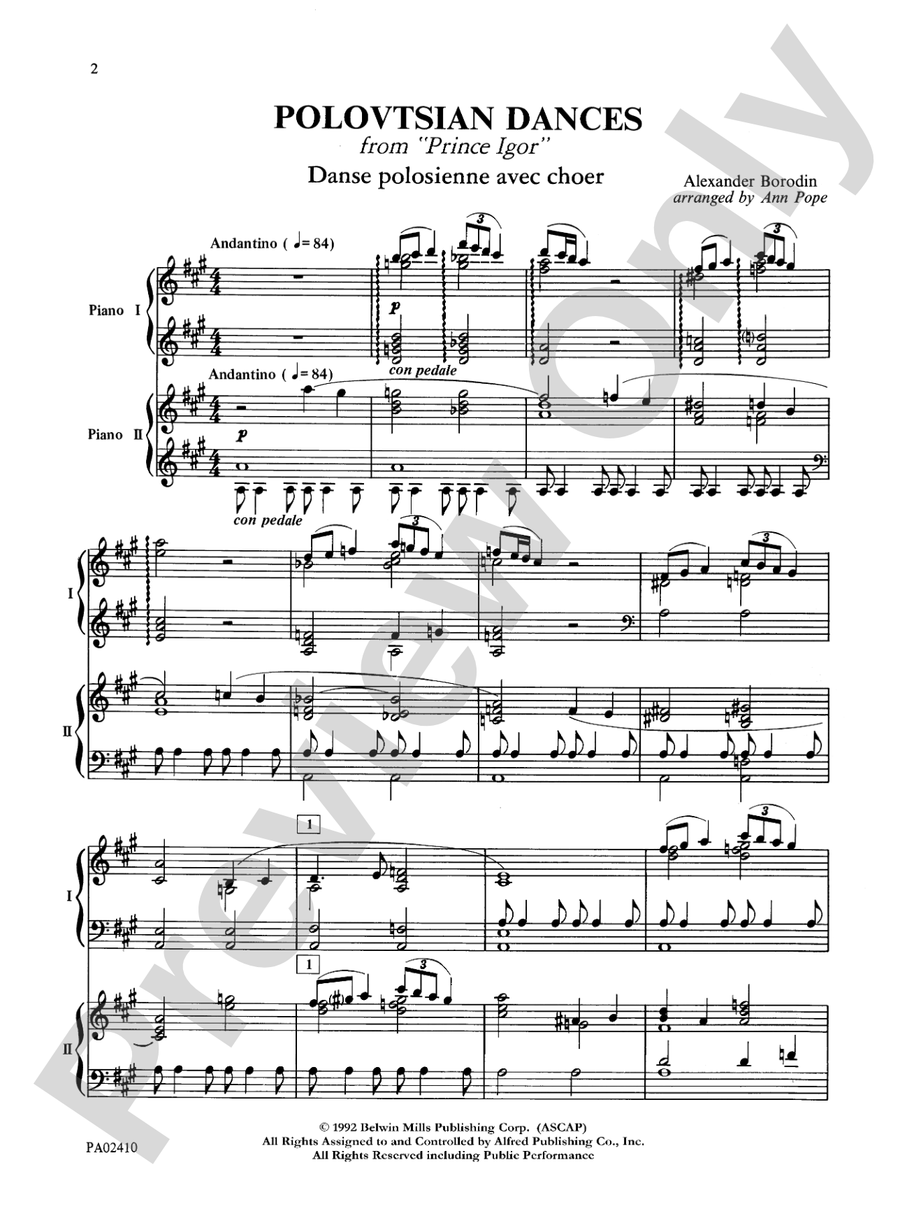 Polovetsian Dances: from Prince Igor - Piano Duo (2 Pianos, 4 Hands): Piano Duets & Four Hands