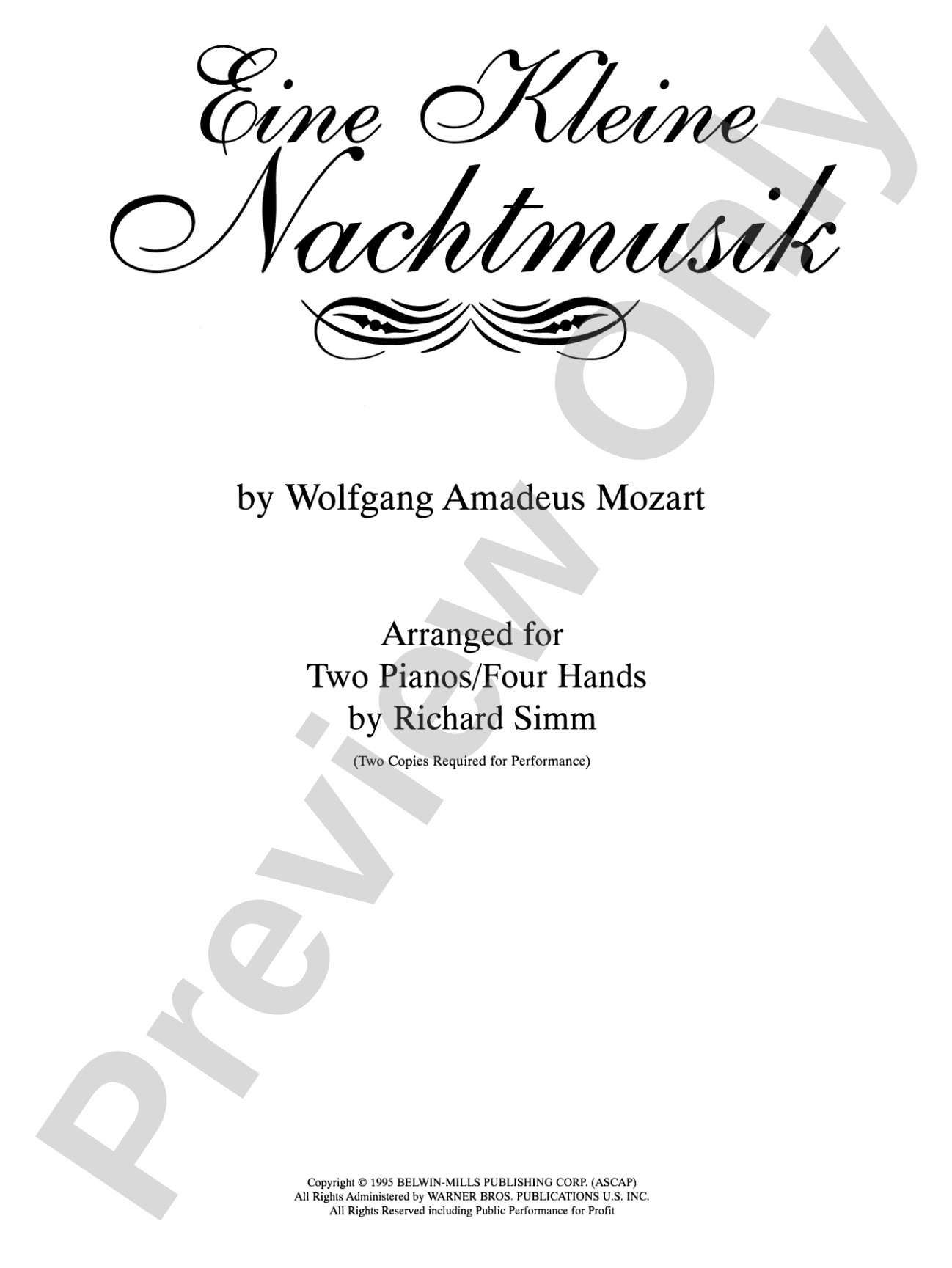 Eine Kleine Nachtmusik - Piano Duo (2 Pianos, 4 Hands): Piano Duets & Four Hands