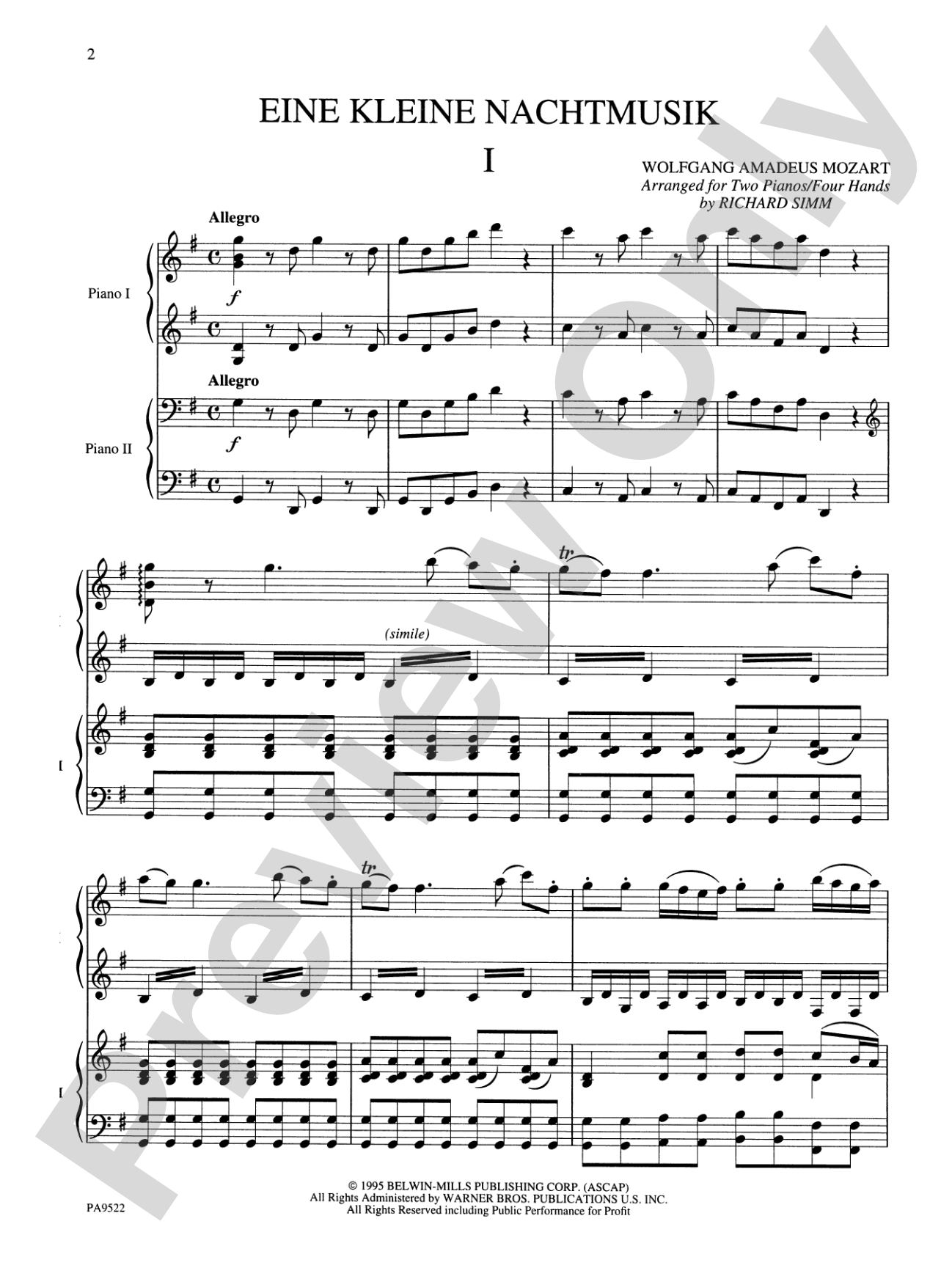 Eine Kleine Nachtmusik - Piano Duo (2 Pianos, 4 Hands): Piano Duets & Four Hands