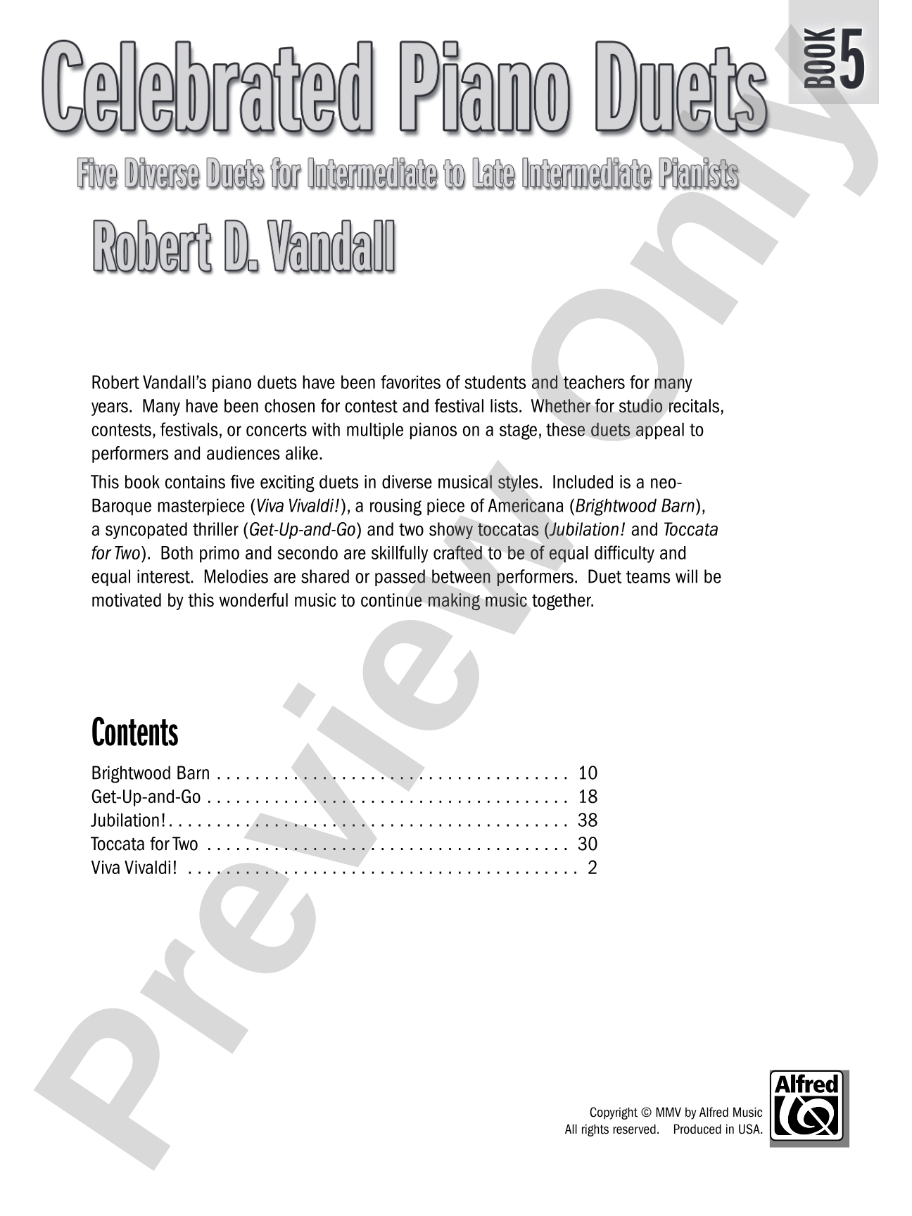 Celebrated Piano Duets, Book 5: Five Diverse Duets for Intermediate to Late Intermediate Pianists: Piano Duets & Four Hands
