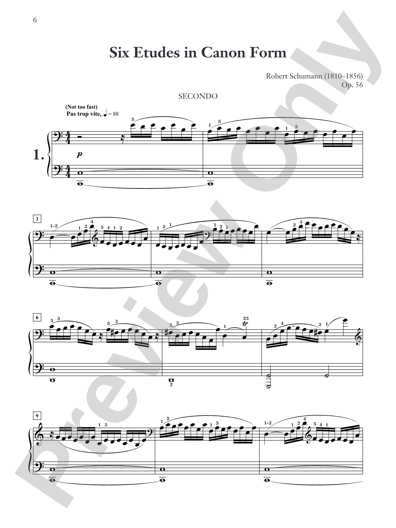 Schumann: Six Etudes in Canon Form, Opus 56 - Piano Duet (1 Piano, 4 Hands): Piano Duets & Four Hands