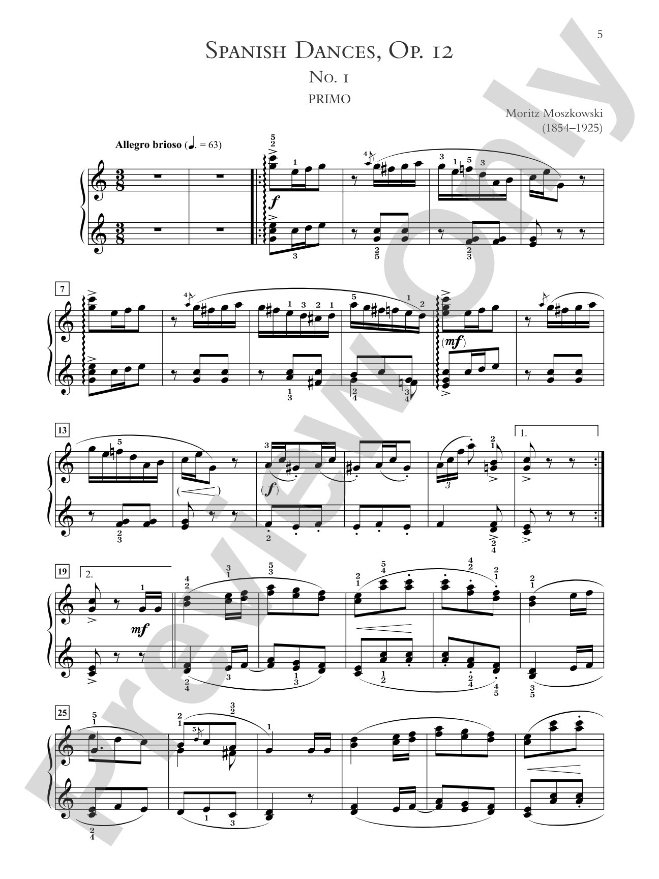 Moszkowski: Spanish Dances, Opus 12 - Piano Duet (1 Piano, 4 Hands): Piano Duets & Four Hands