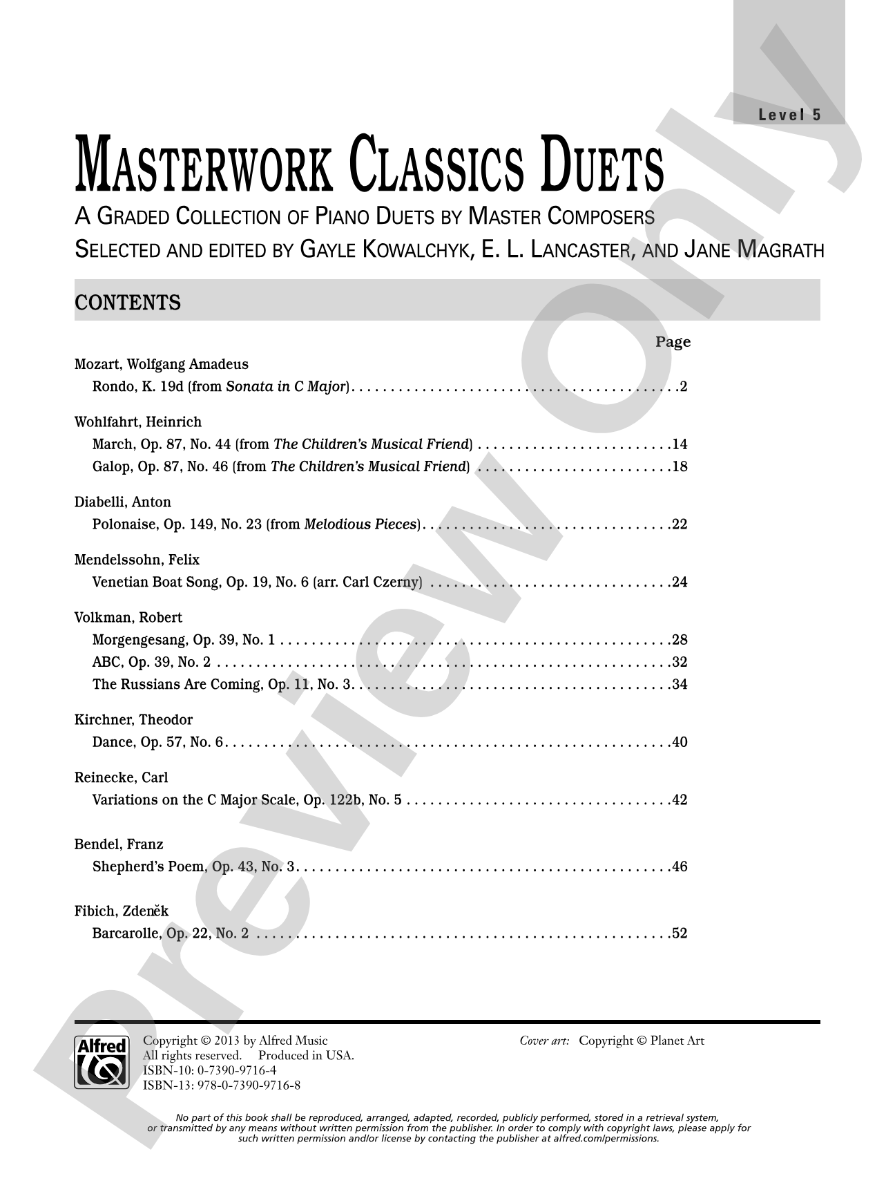 Masterwork Classics Duets, Level 5: A Graded Collection of Piano Duets by Master Composers: Piano Duets & Four Hands