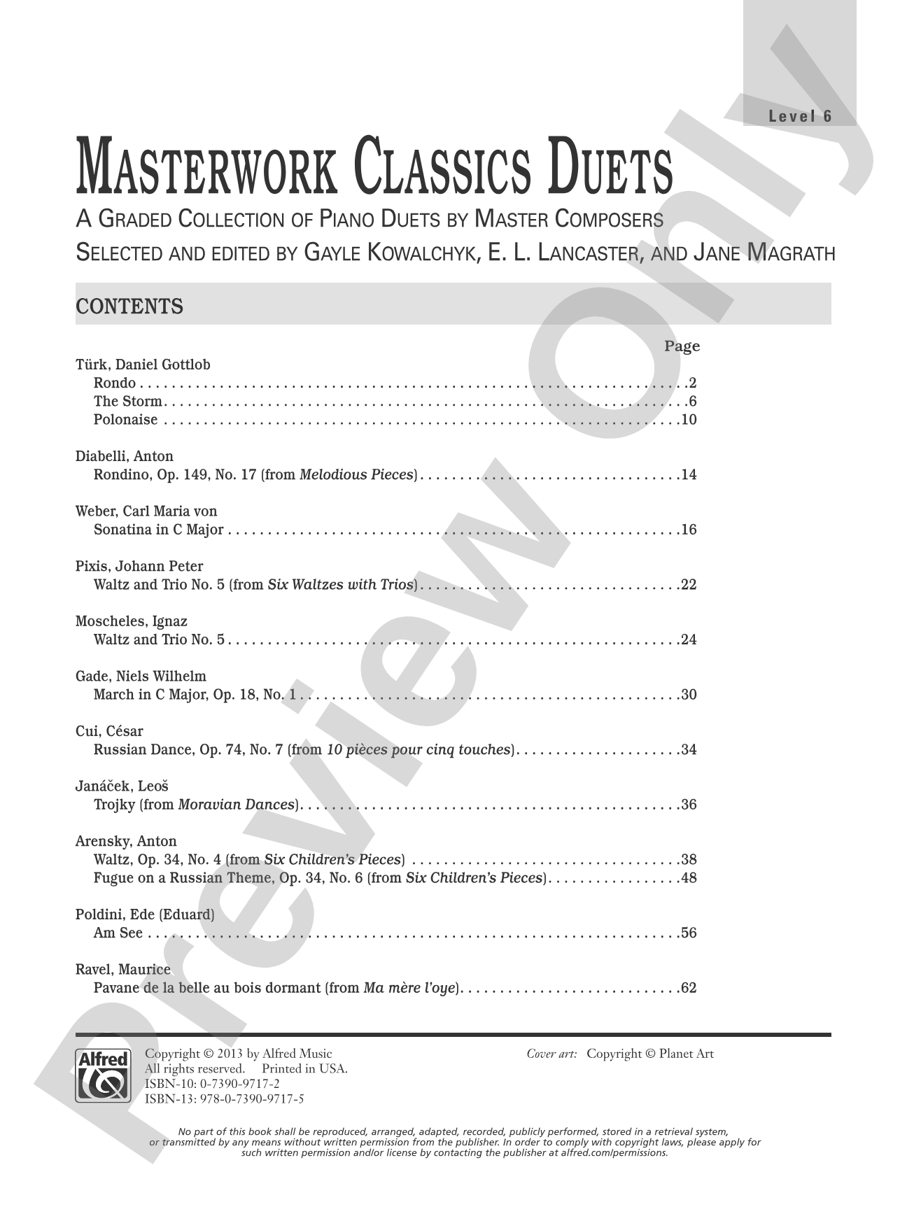 Masterwork Classics Duets, Level 6: A Graded Collection of Piano Duets by Master Composers: Piano Duets & Four Hands