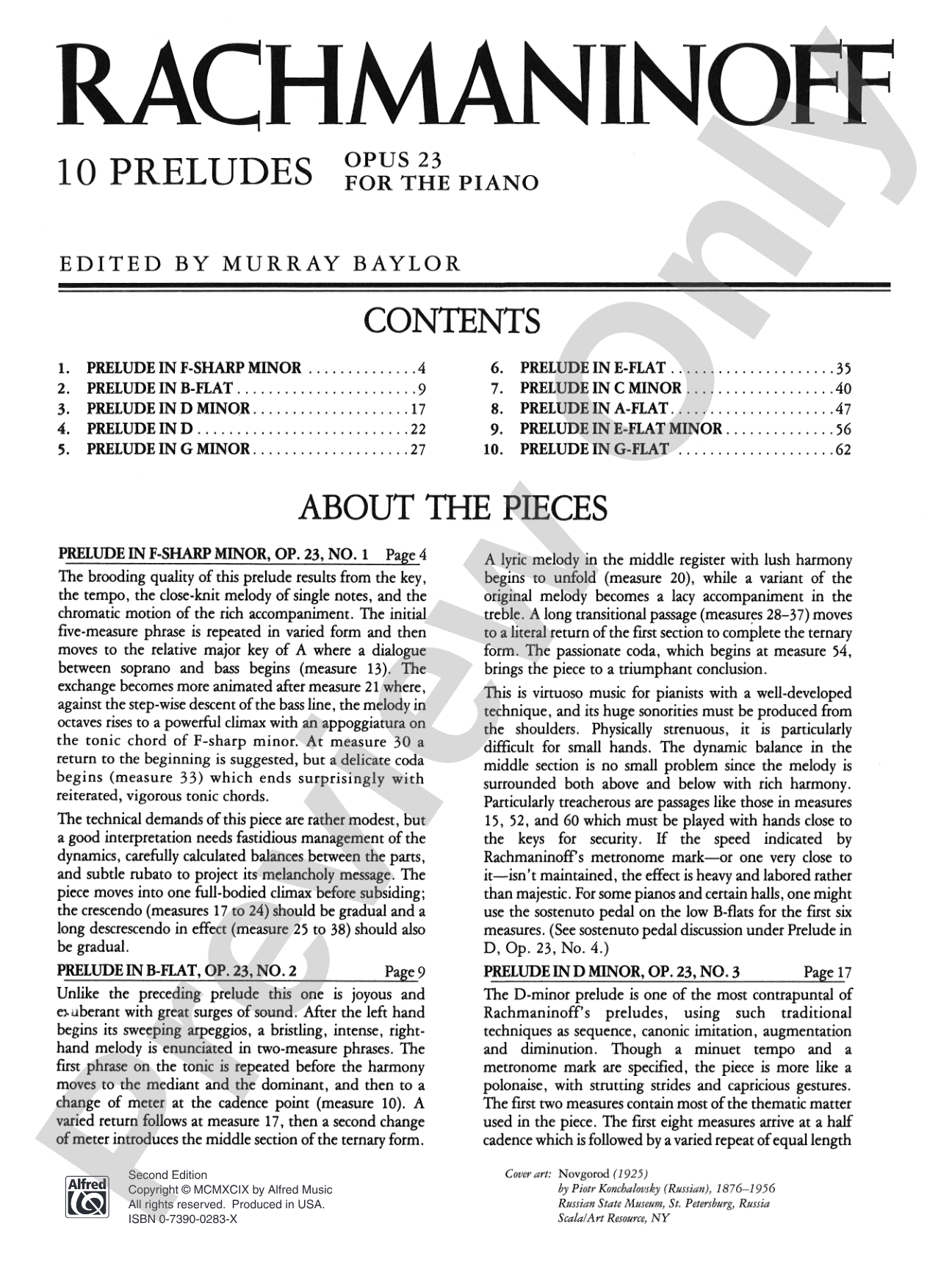 Rachmaninoff: Preludes, Opus 23: Piano