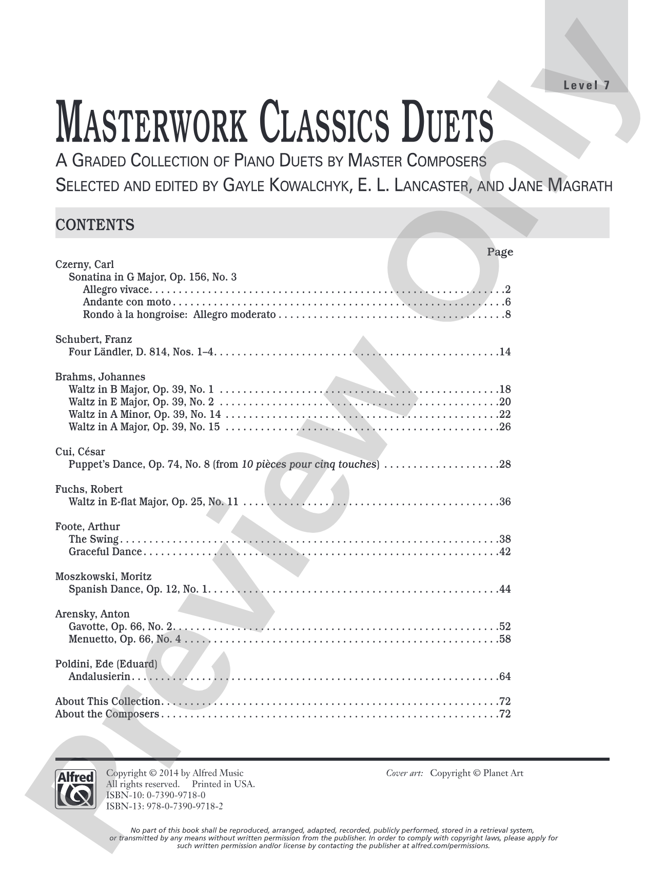 Masterwork Classics Duets, Level 7: A Graded Collection of Piano Duets by Master Composers: Piano Duets & Four Hands