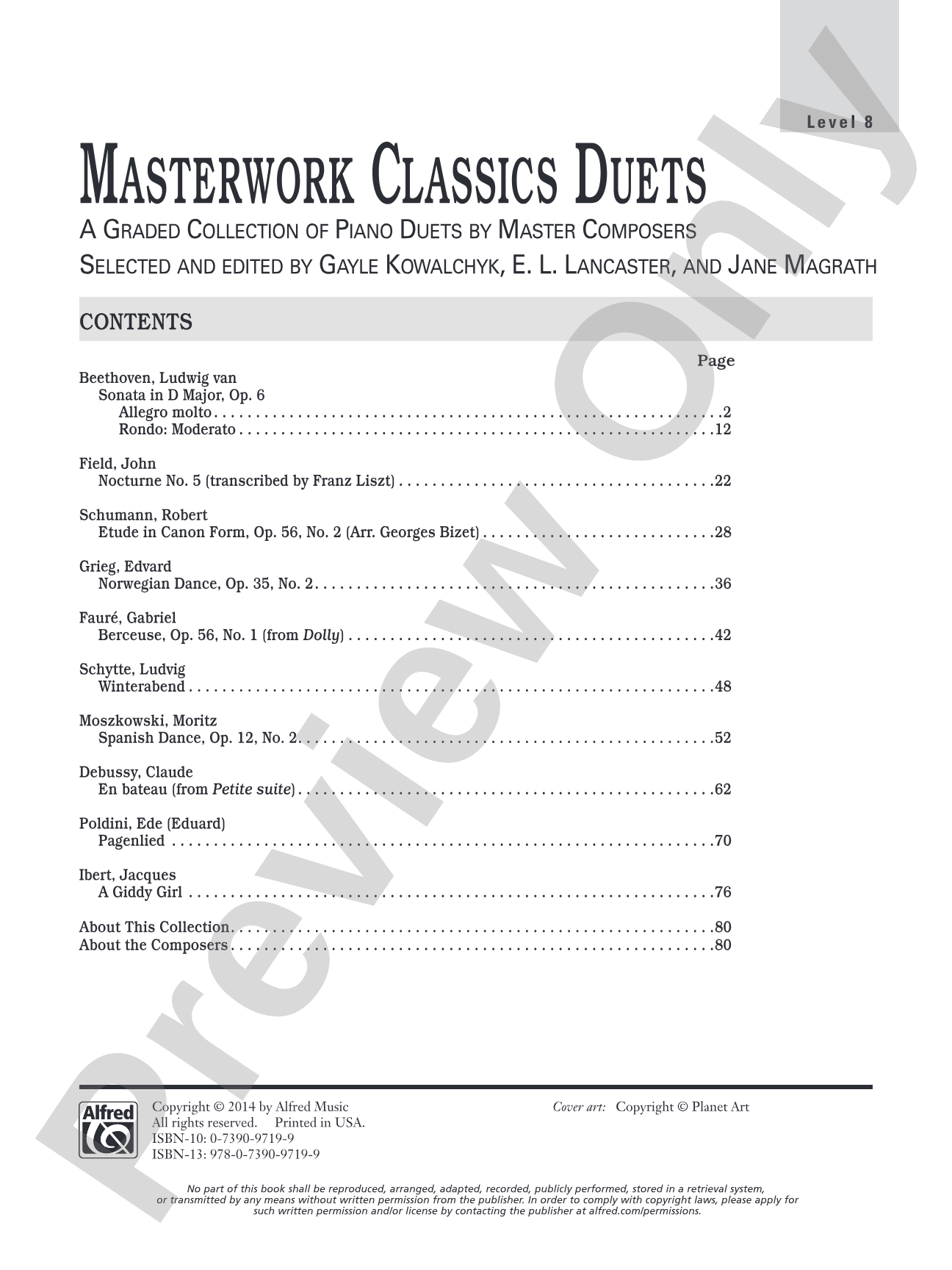 Masterwork Classics Duets, Level 8: A Graded Collection of Piano Duets by Master Composers: Piano Duets & Four Hands