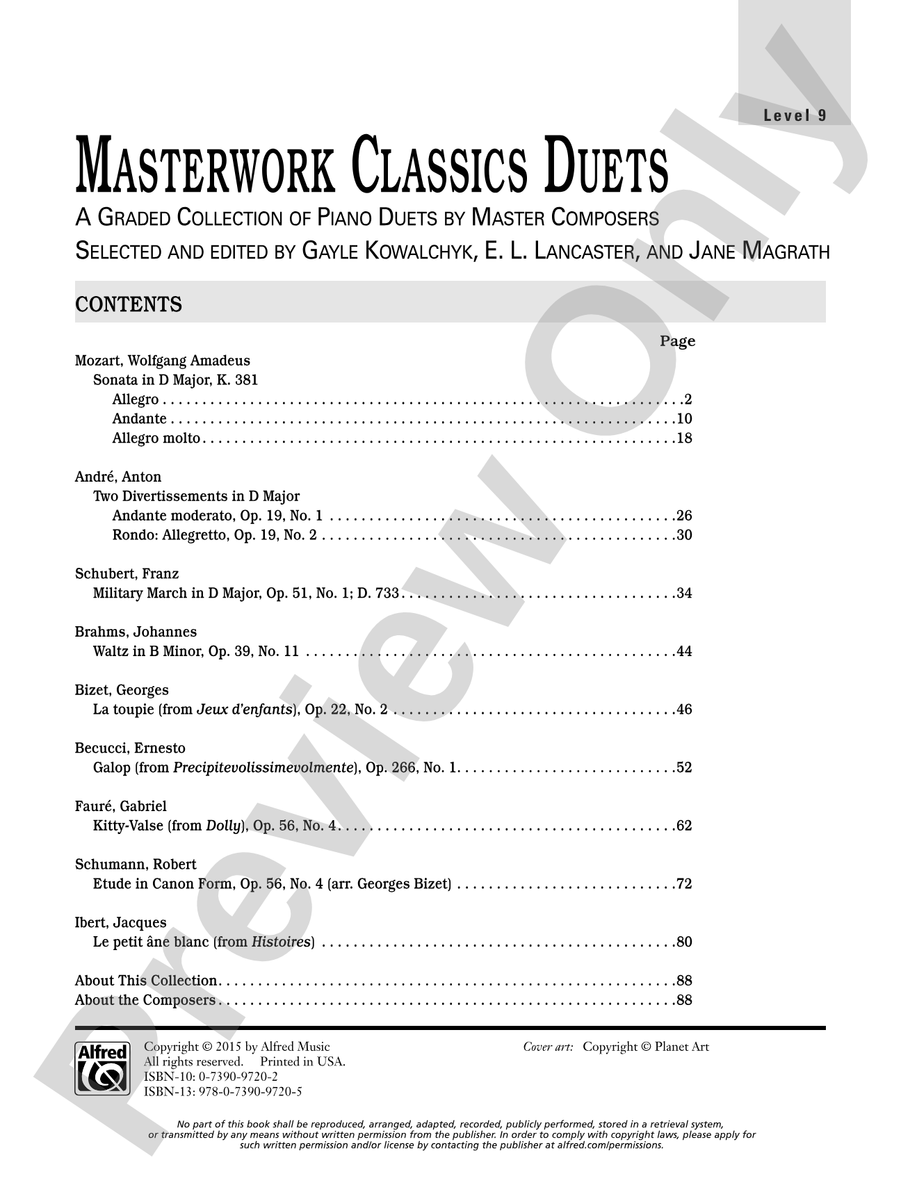 Masterwork Classics Duets, Level 9: A Graded Collection of Piano Duets by Master Composers: Piano Duets & Four Hands