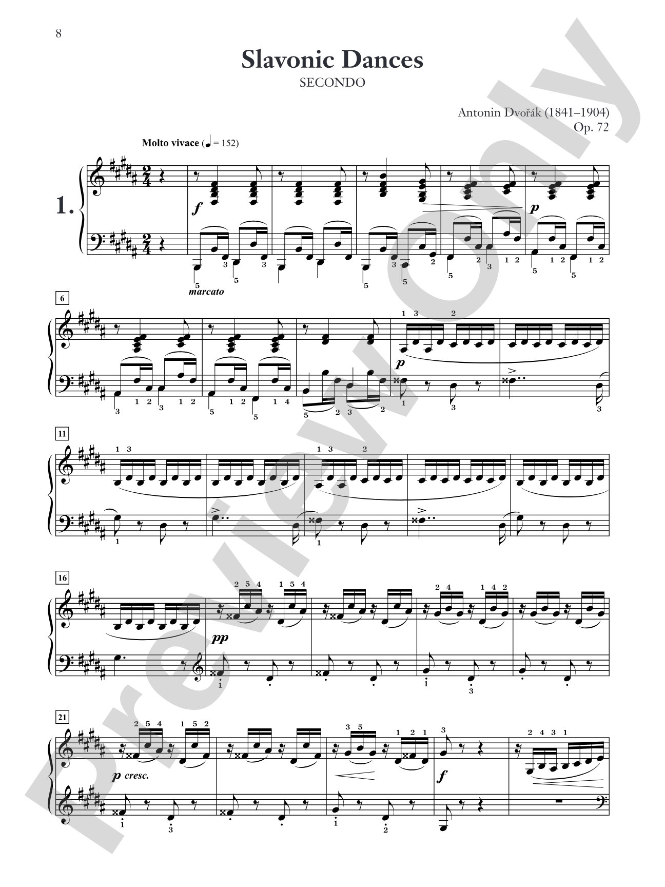 Dvorák: Slavonic Dances, Opus 72 - Piano Duet (1 Piano, 4 Hands): Piano Duets & Four Hands