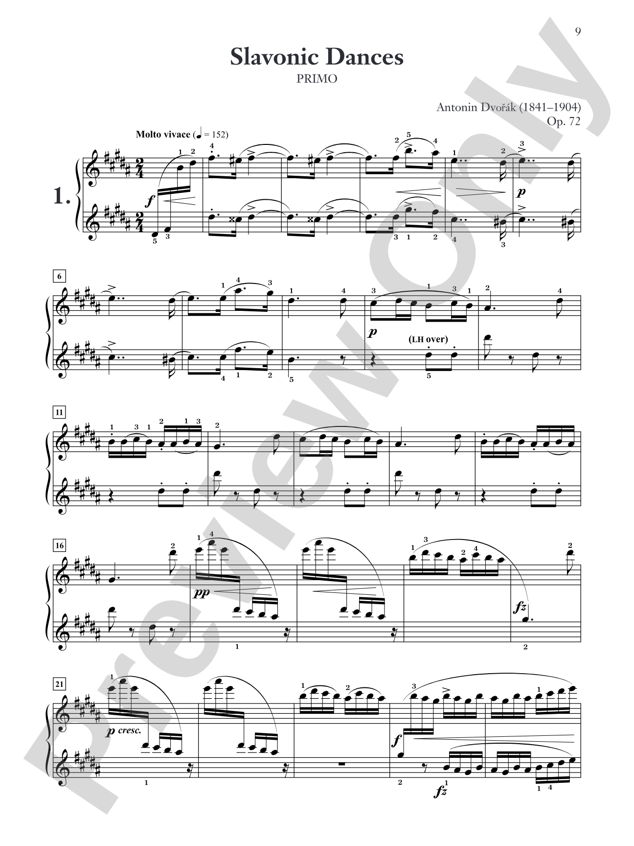 Dvorák: Slavonic Dances, Opus 72 - Piano Duet (1 Piano, 4 Hands): Piano Duets & Four Hands