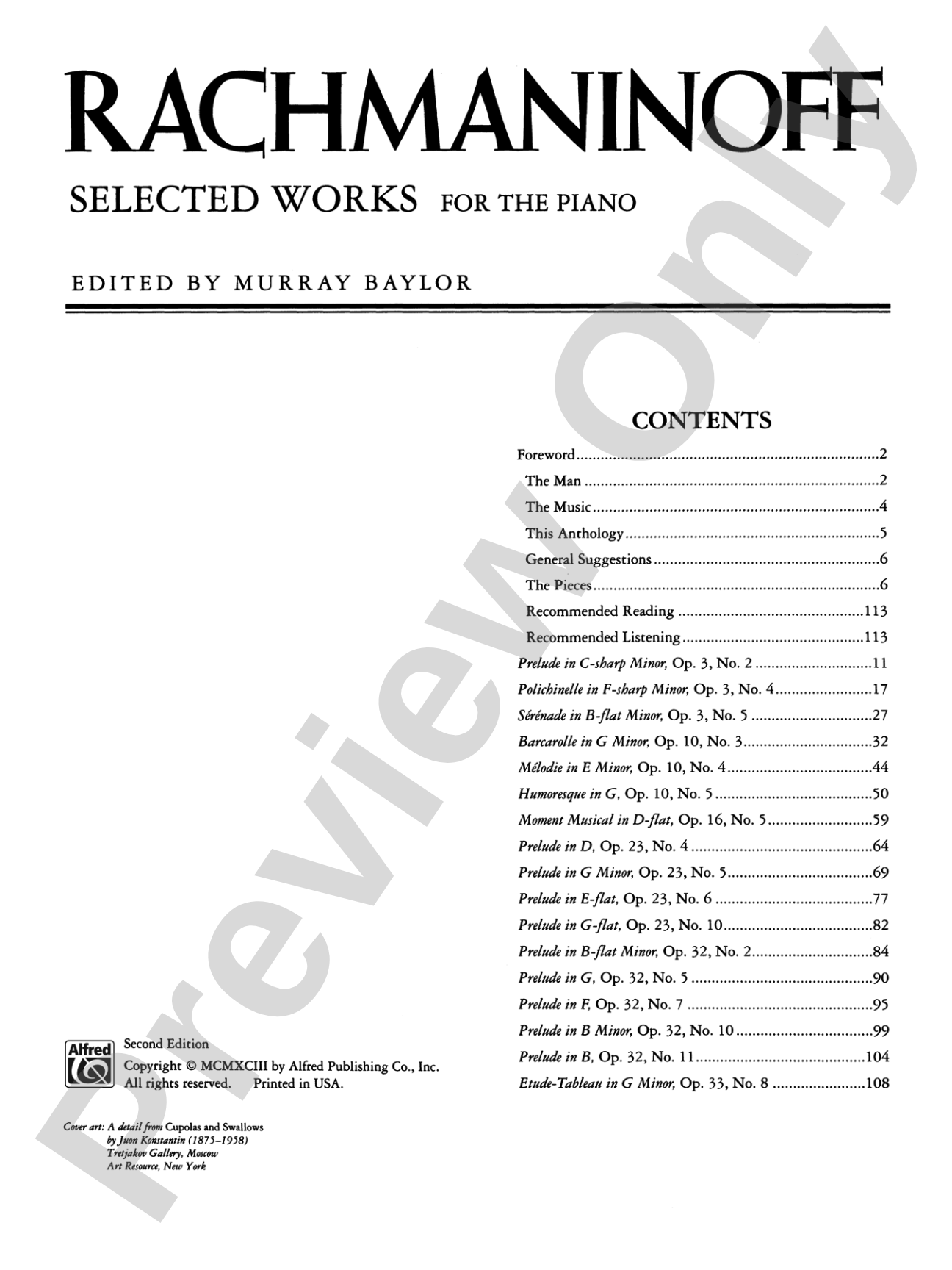 Rachmaninoff: Selected Works: Piano