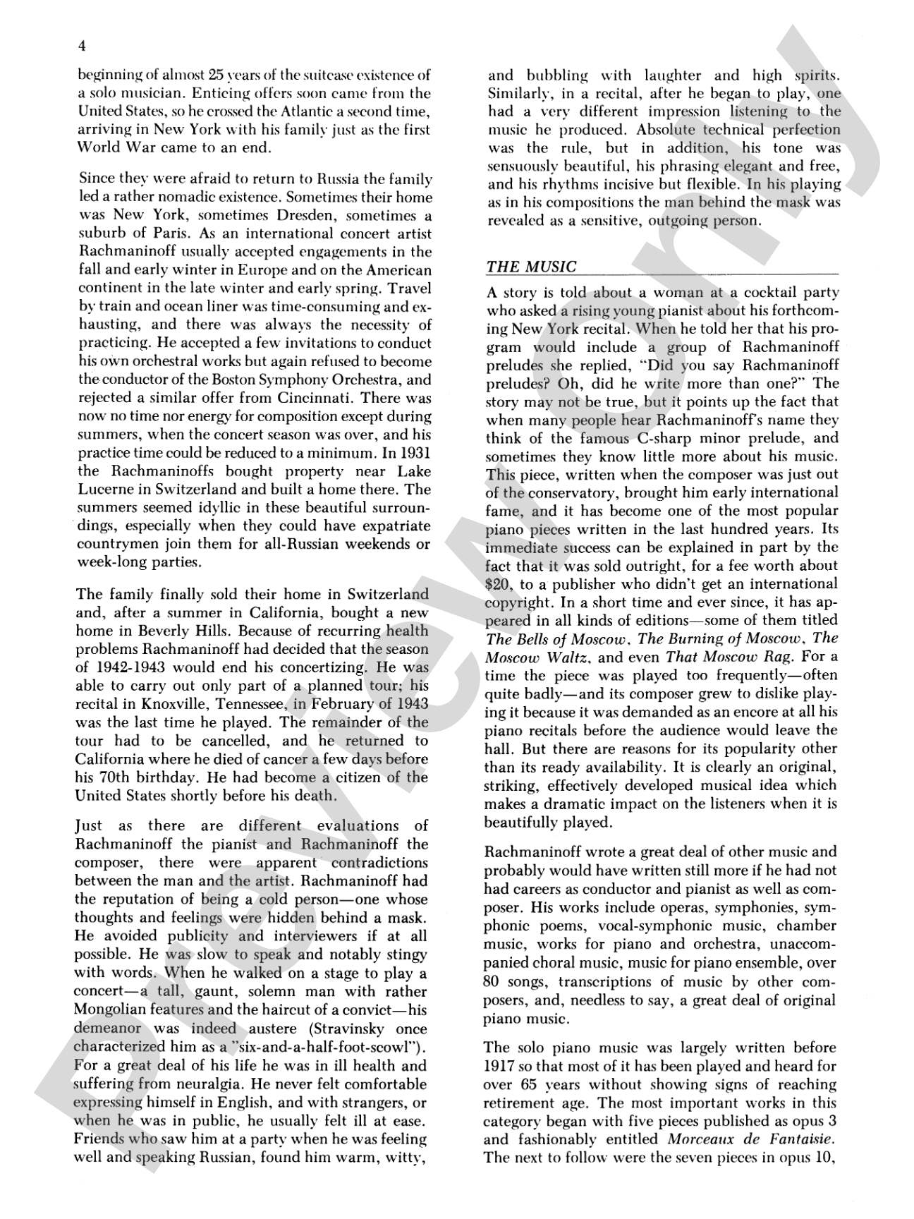 Rachmaninoff: Selected Works: Piano