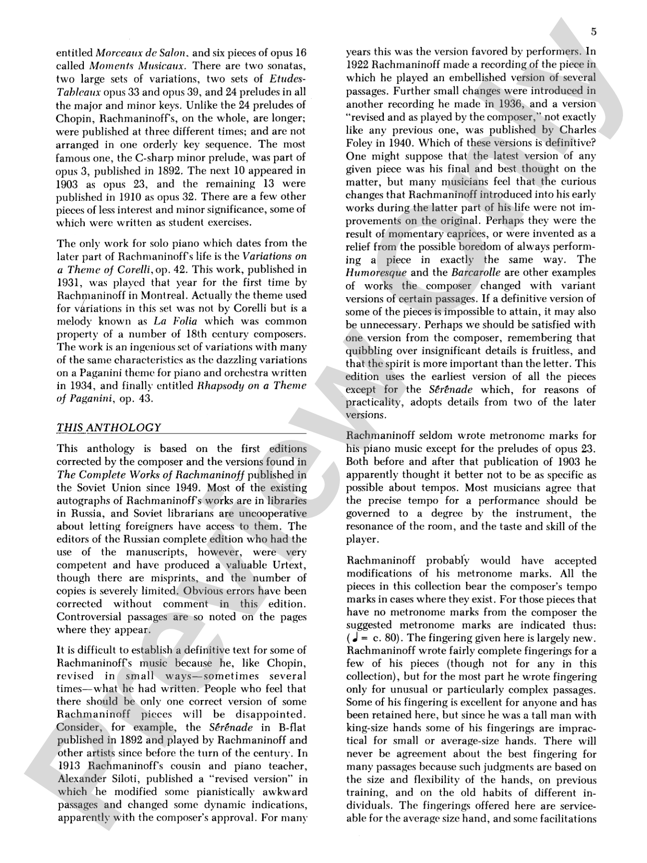 Rachmaninoff: Selected Works: Piano