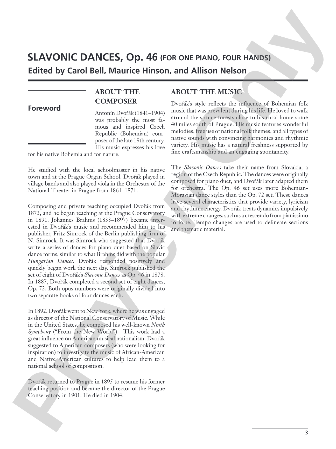 Dvorák: Slavonic Dances, Opus 46 - Piano Duet (1 Piano, 4 Hands): Piano Duets & Four Hands