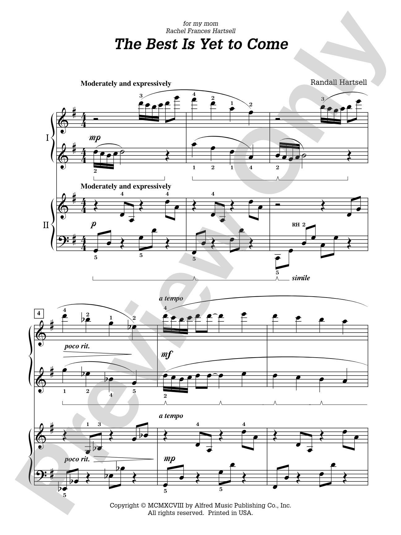 The Best Is Yet to Come - Piano Duo (2 Pianos, 4 Hands): Piano Duets & Four Hands