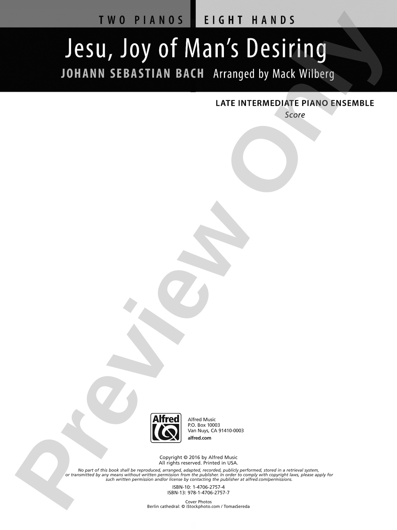 Jesu, Joy of Man's Desiring - Piano Quartet (2 Pianos, 8 Hands): Piano