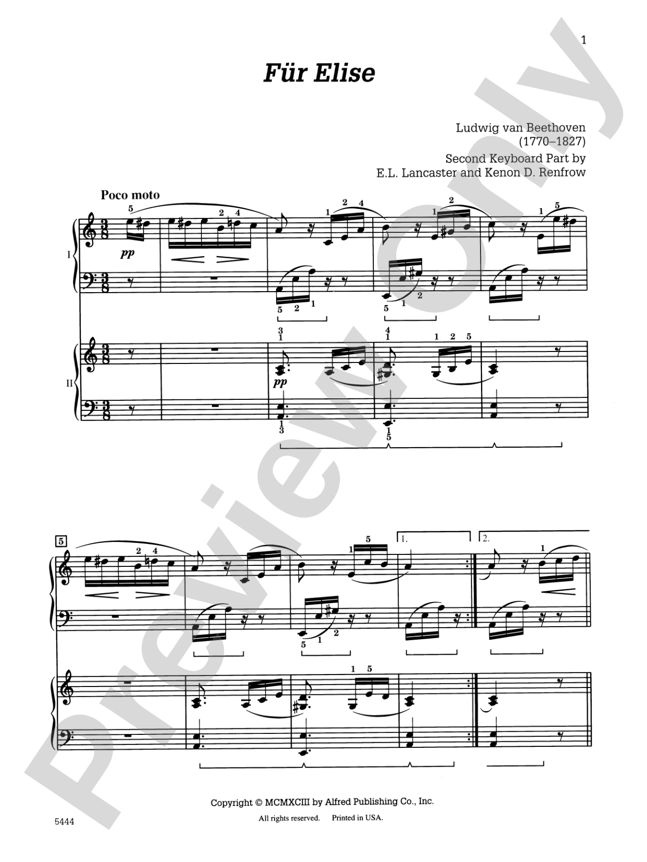 Für Elise - Piano Duo (2 Pianos, 4 Hands): Piano Duets & Four Hands