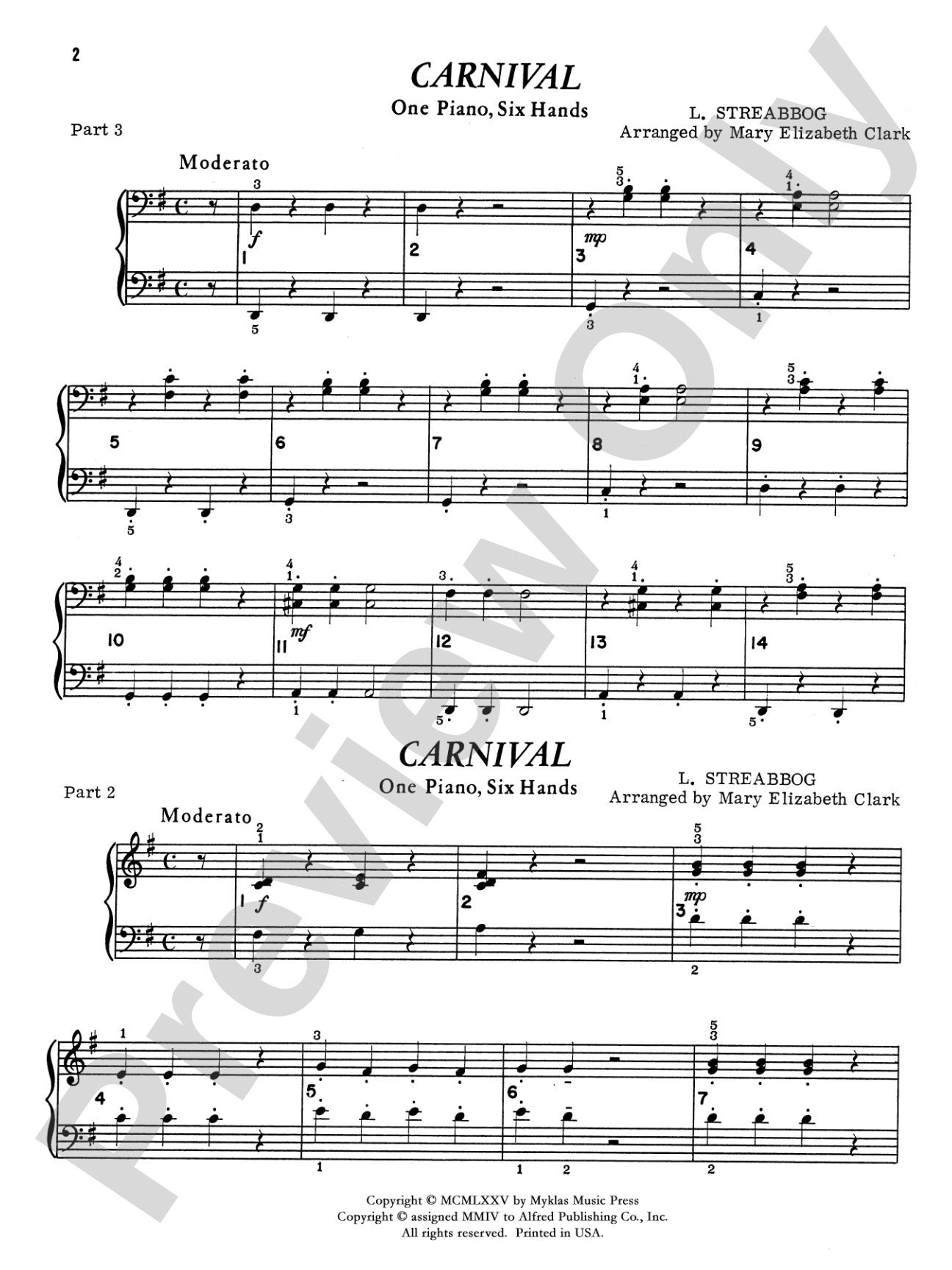 Carnival - Piano Trio (1 Piano, 6 Hands): Piano