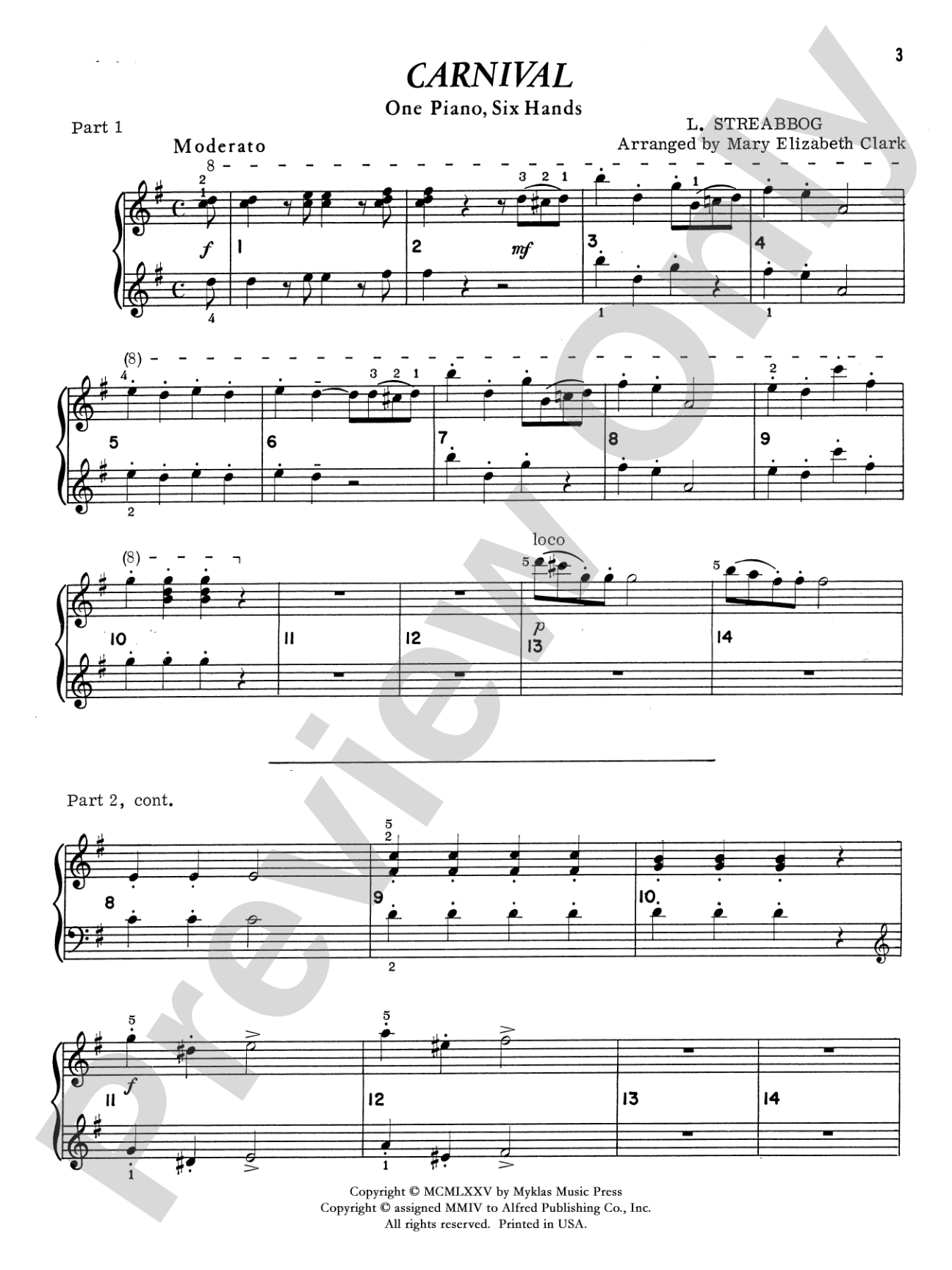 Carnival - Piano Trio (1 Piano, 6 Hands): Piano