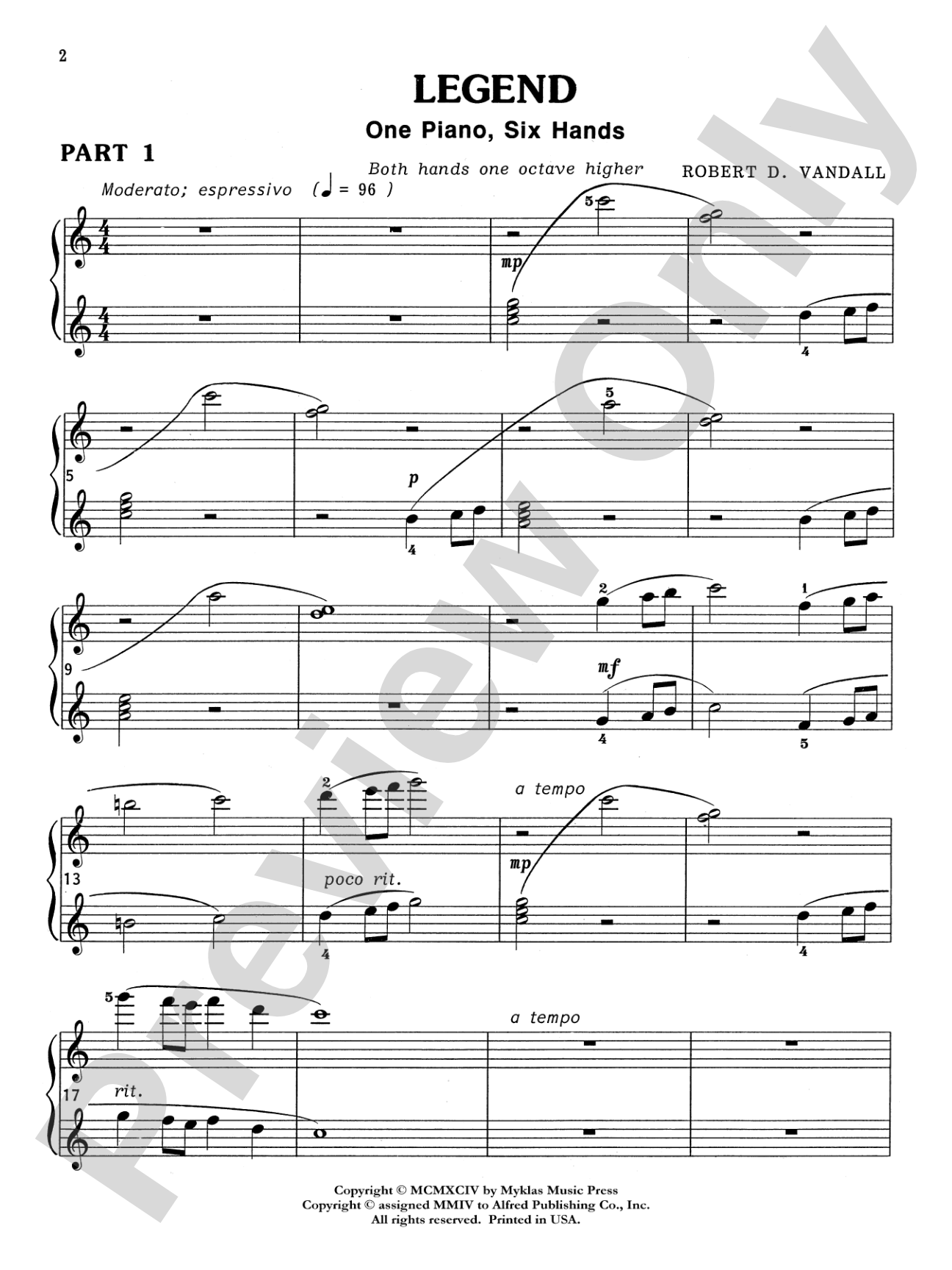Legend - Piano Trio (1 Piano, 6 Hands): Piano