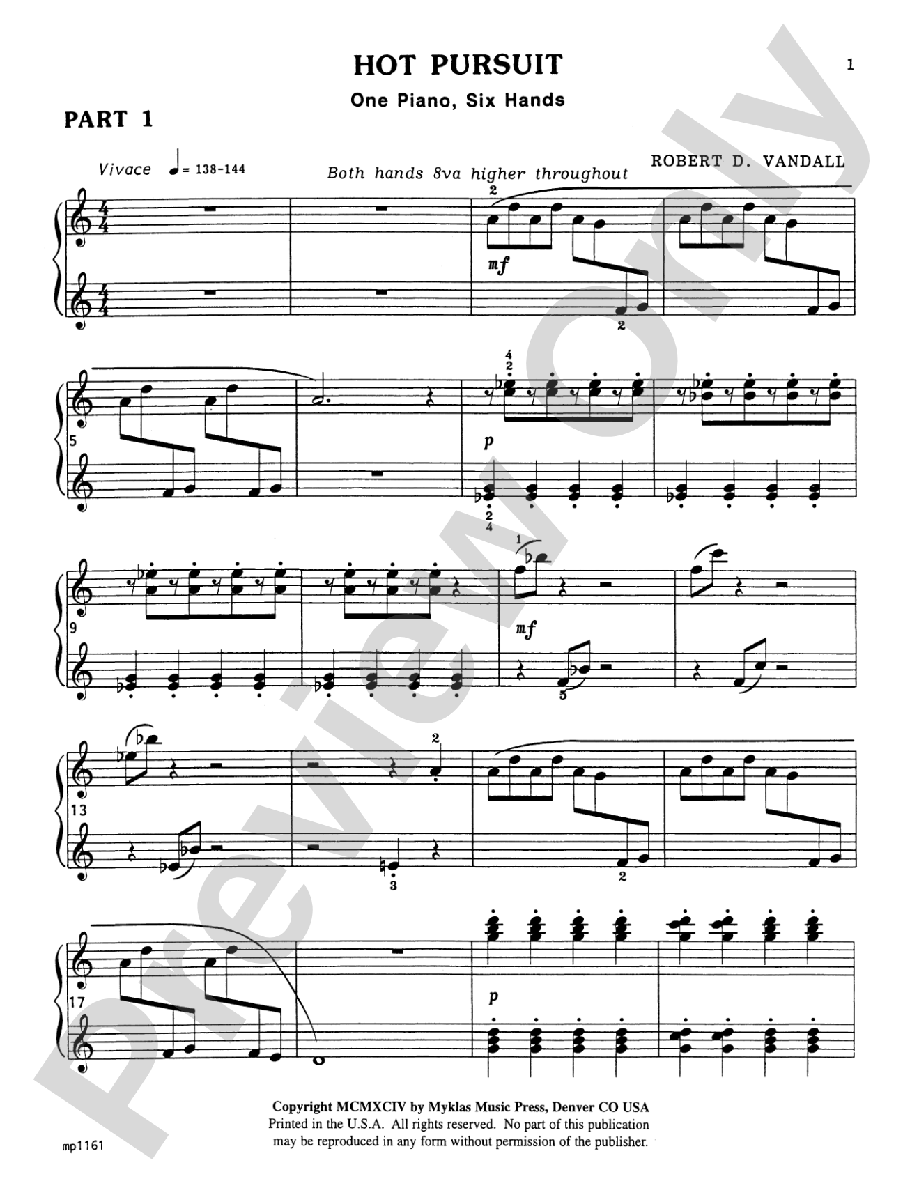 Hot Pursuit - Piano Trio (1 Piano, 6 Hands): Piano