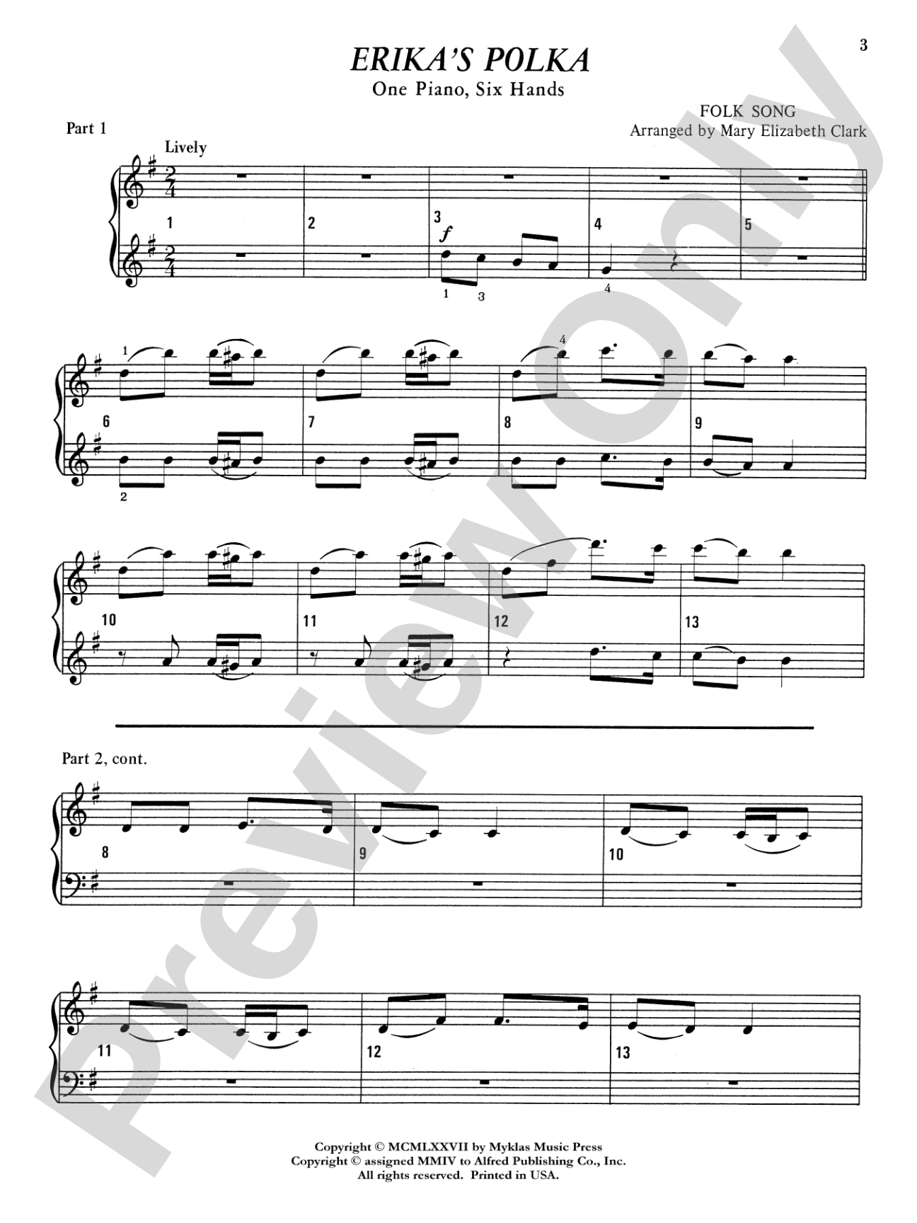 Erika's Polka - Piano Trio (1 Piano, 6 Hands): Piano