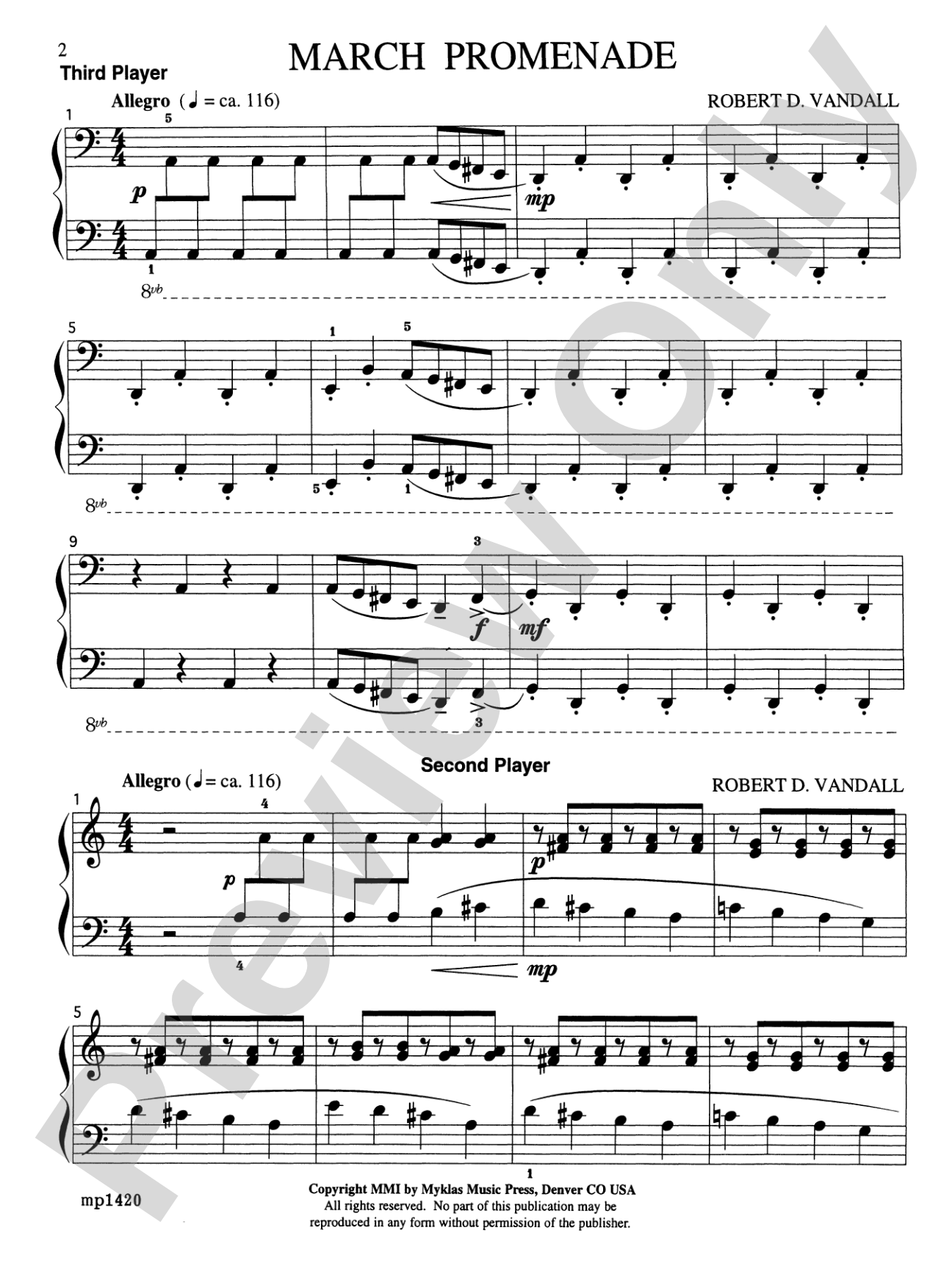 March Promenade - Piano Trio (1 Piano, 6 Hands): Piano