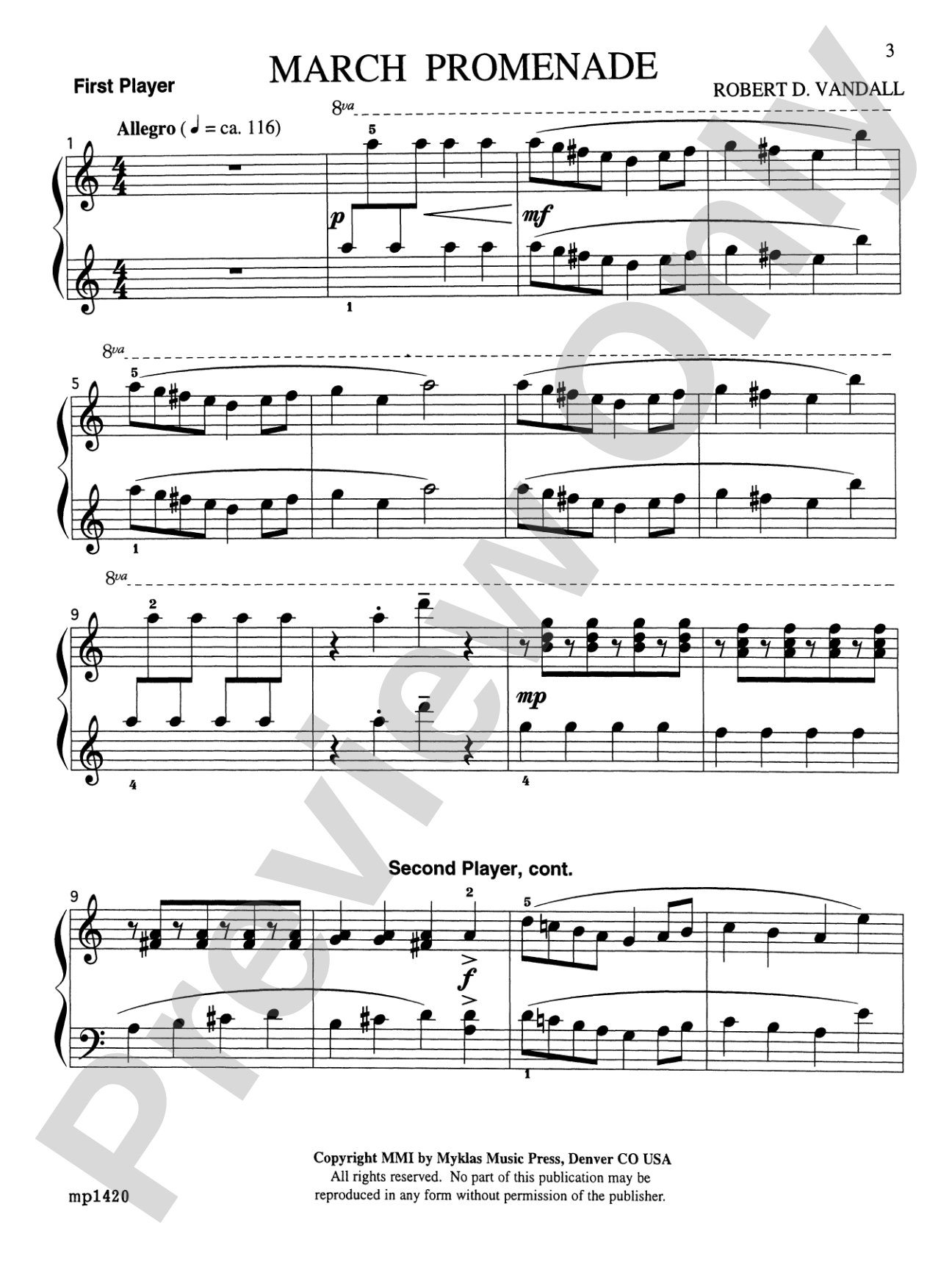 March Promenade - Piano Trio (1 Piano, 6 Hands): Piano
