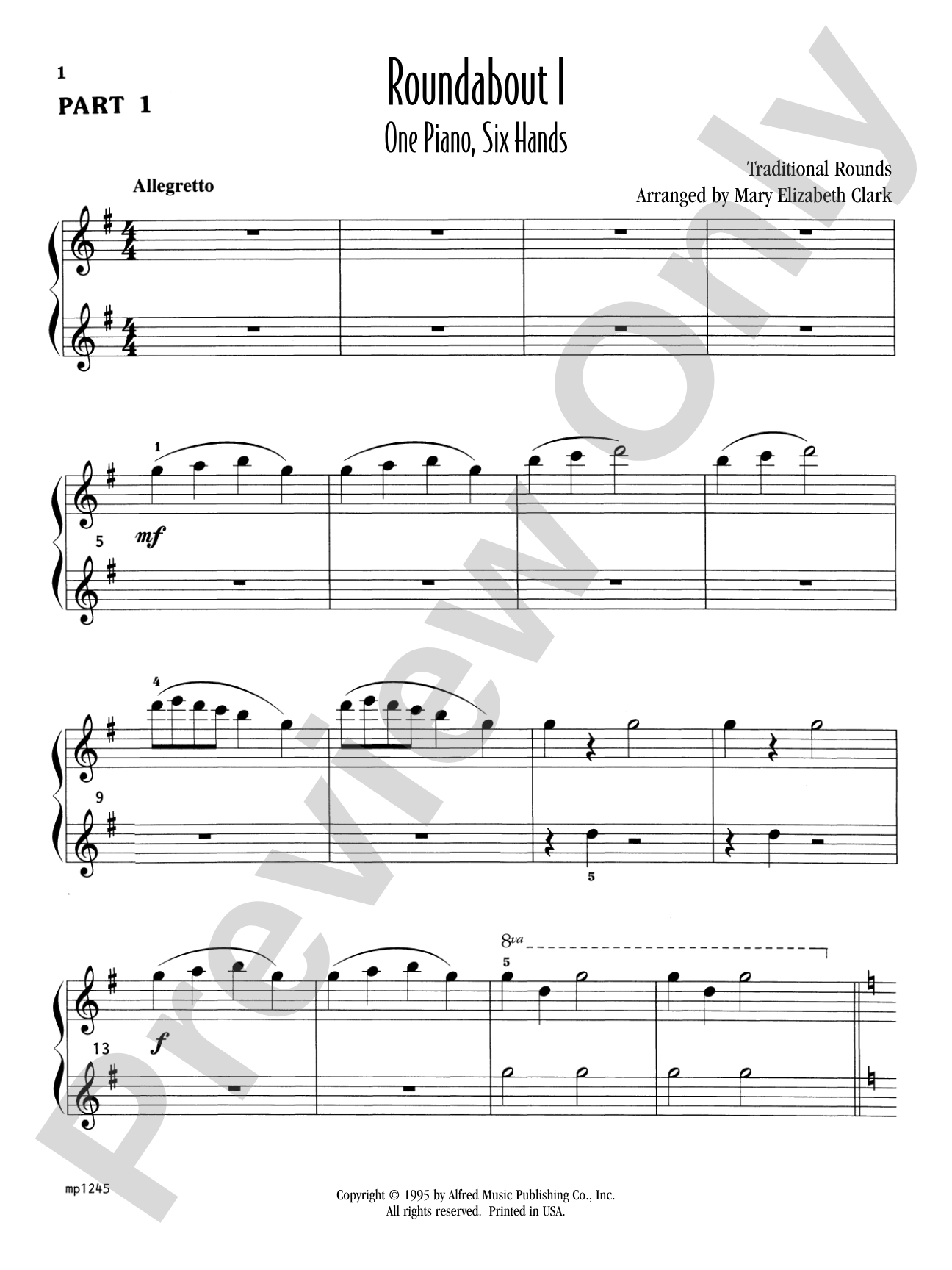 Roundabout 1 - Piano Trio (1 Piano, 6 Hands): Piano