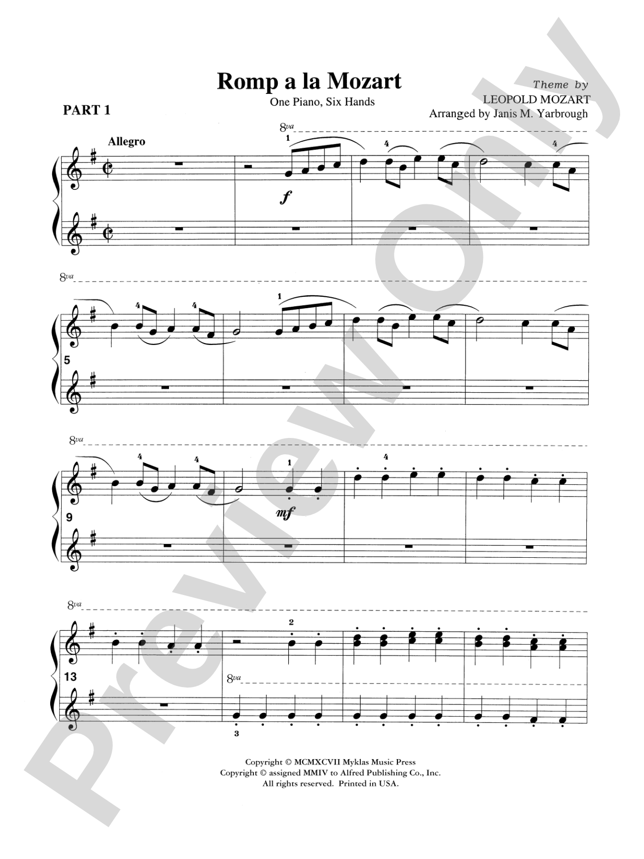 Romp a la Mozart - Piano Trio (1 Piano, 6 Hands): Piano
