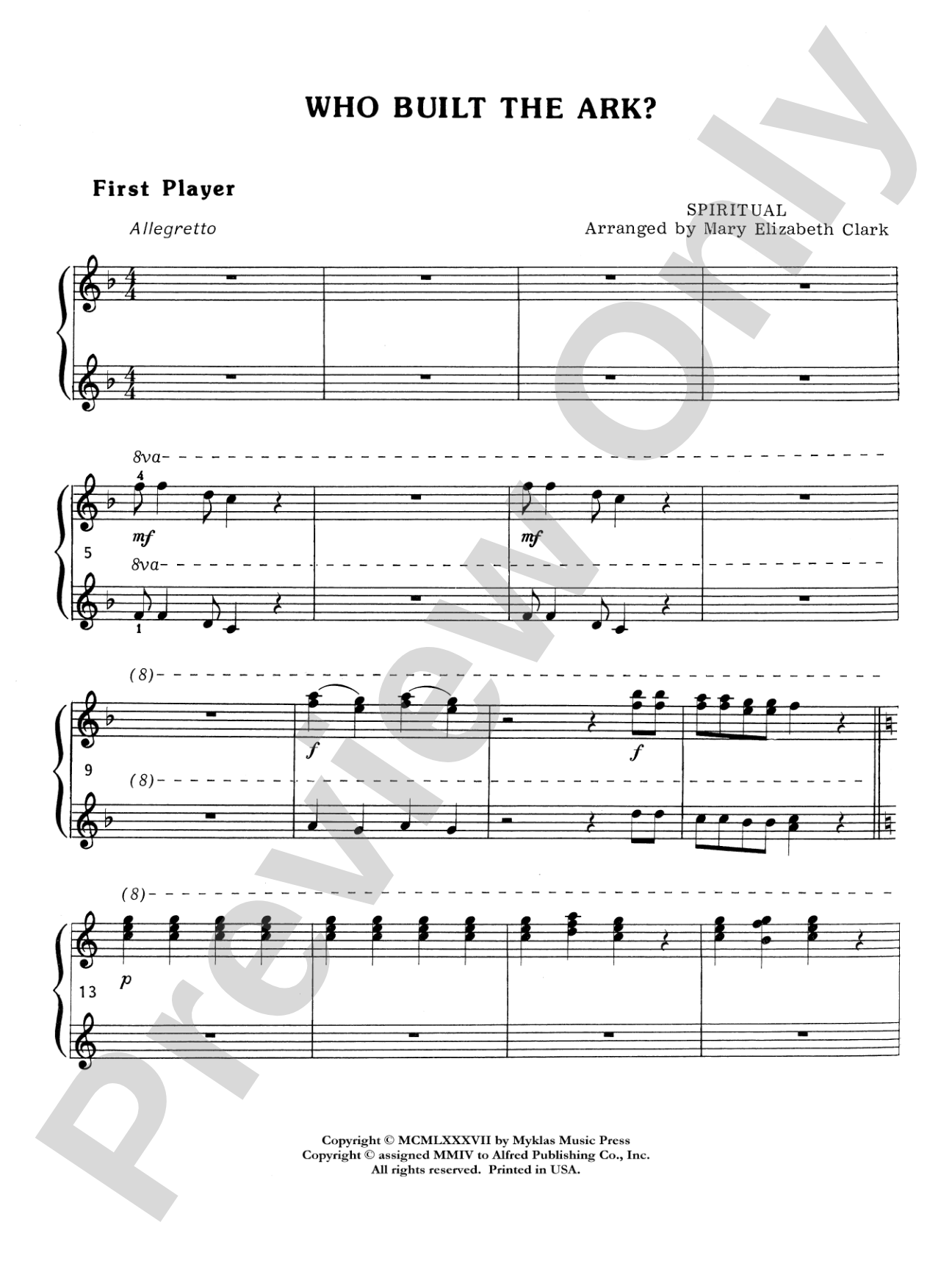 Who Built the Ark? - Piano Trio (1 Piano, 6 Hands): Piano