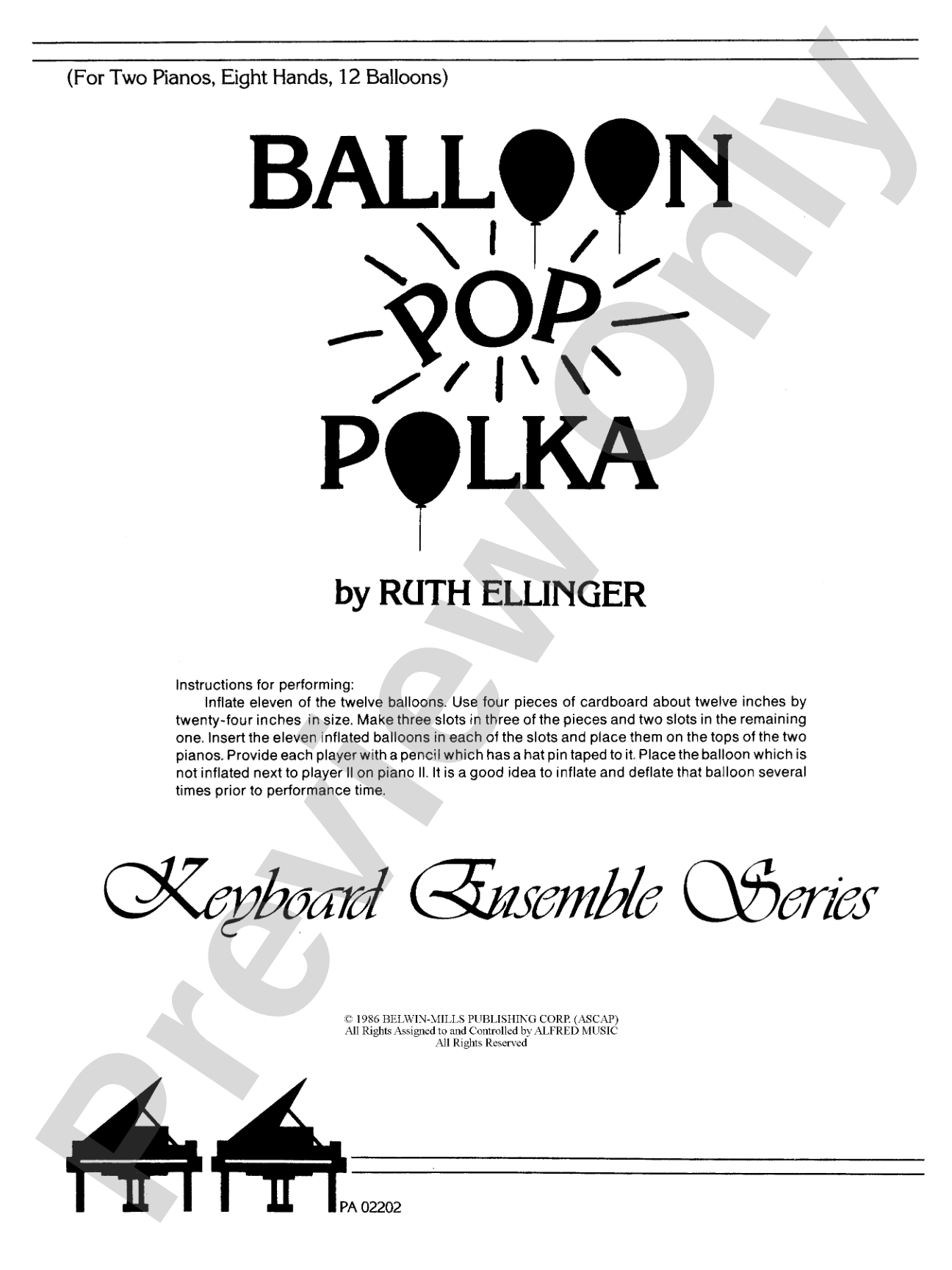 Balloon Pop Polka - Piano Quartet (2 Pianos, 8 Hands): Piano